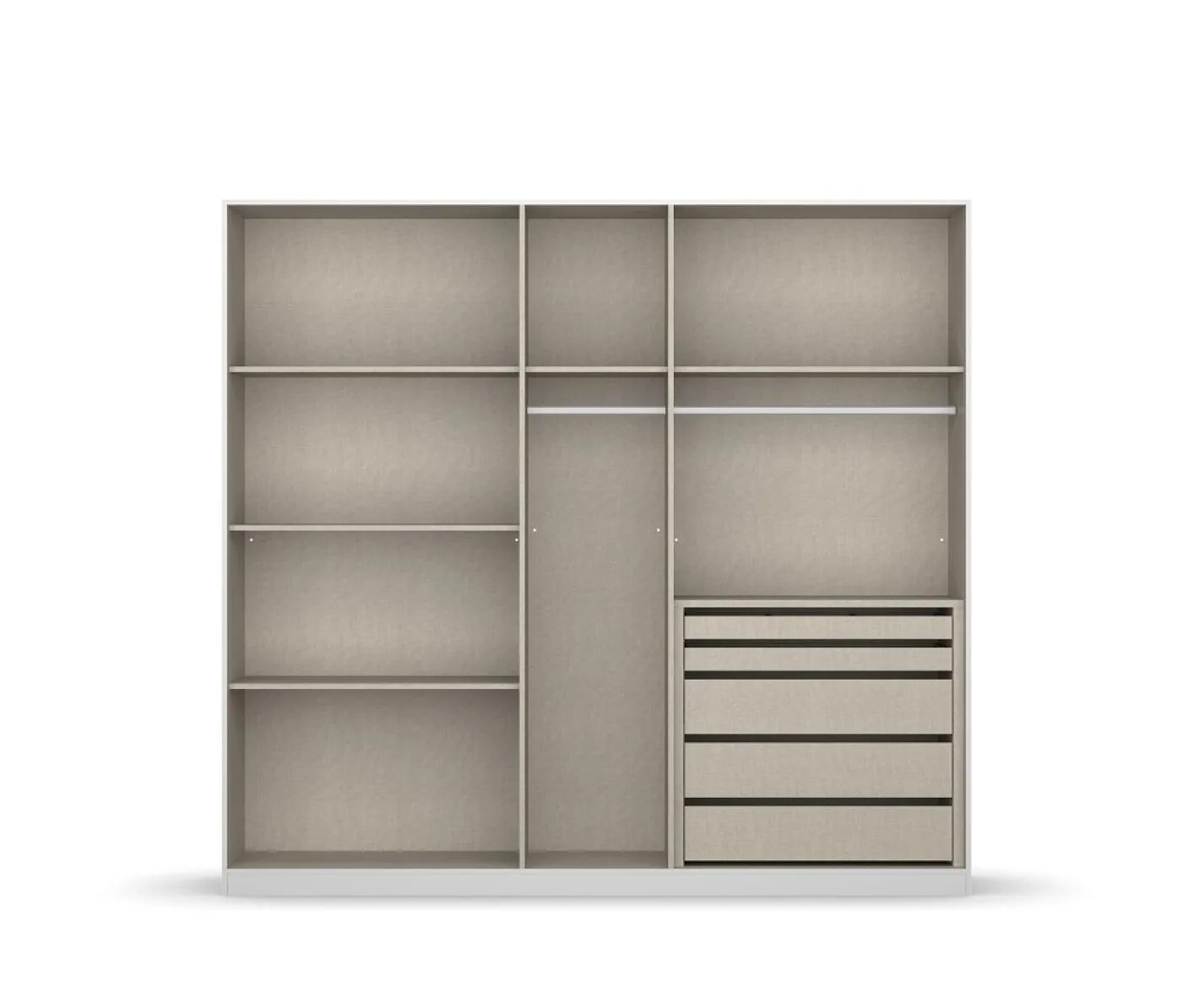 Kleiderschrank Drehtürenschrank Monostar | 5-türig | mit Glastüren | Glas basalt / grau metallic | 226x210 | mit Schubkasteneinsatz