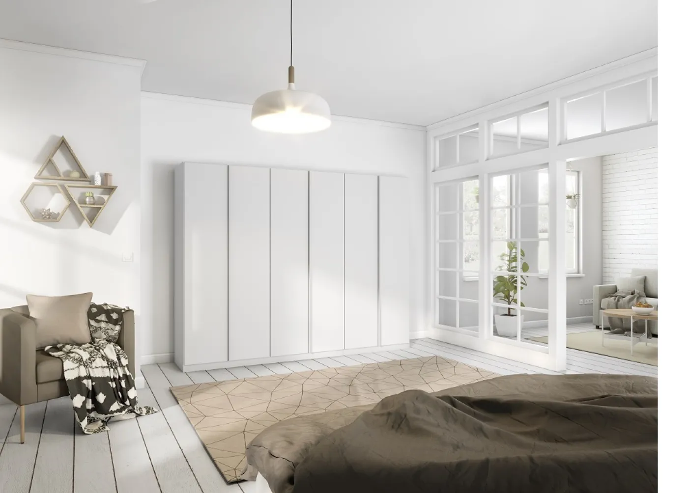 Kleiderschrank Drehtürenschrank Monostar | 6-türig | Alpinweiß 271 x 210 x 54 cm