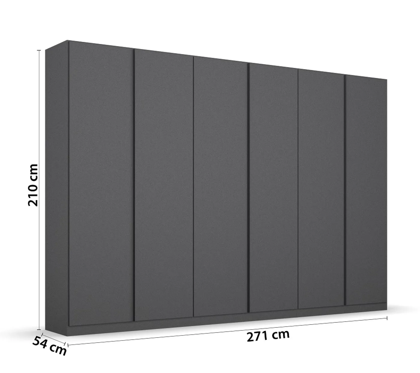 Kleiderschrank Drehtürenschrank Monostar | 6-türig | grau-metallic 271 x 210 x 54