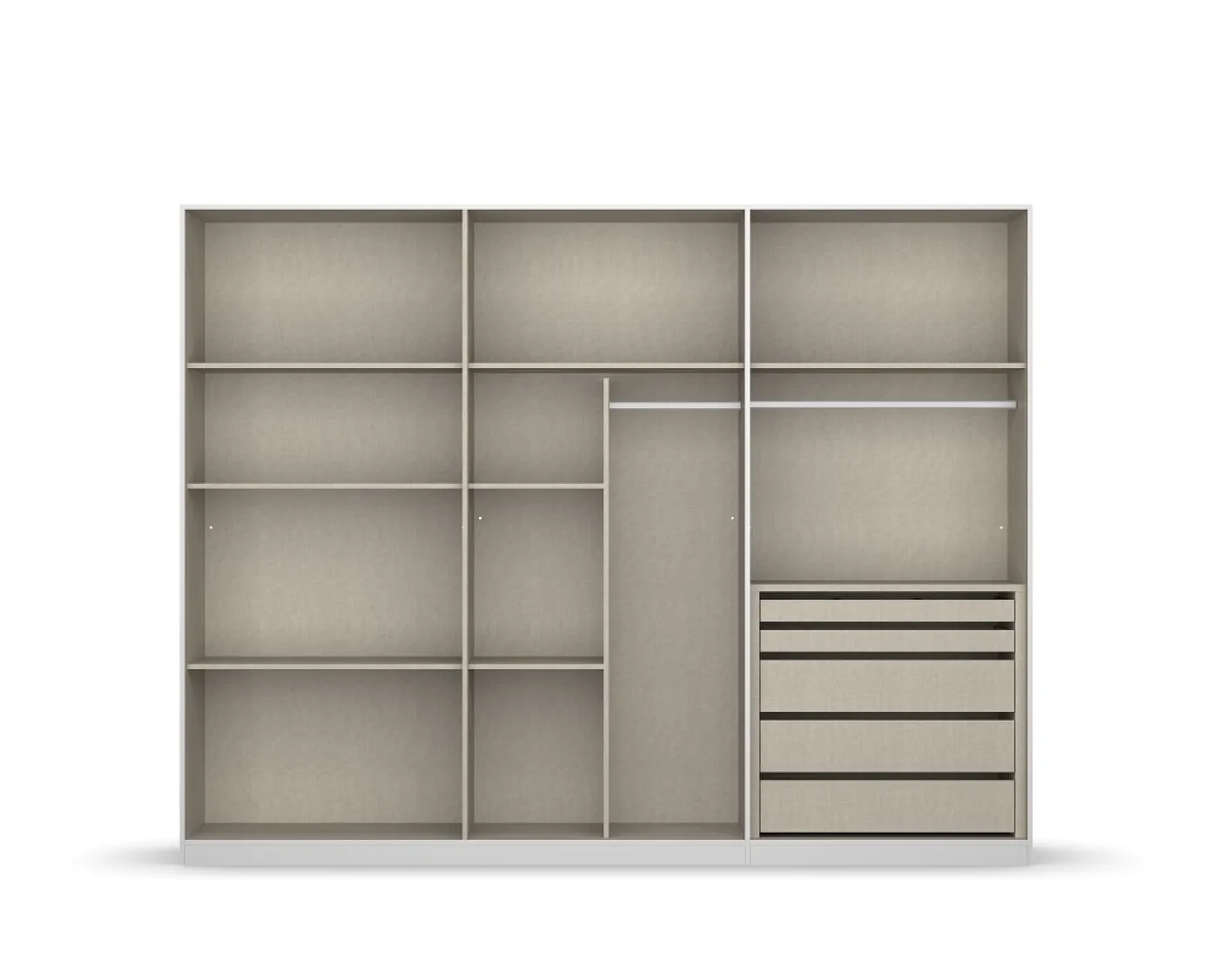 Kleiderschrank Drehtürenschrank Monostar | 6-türig | mit Glastüren | Alpinweiß | 271x210 | mit Schubkasteneinsatz & Wäscheeinteilung