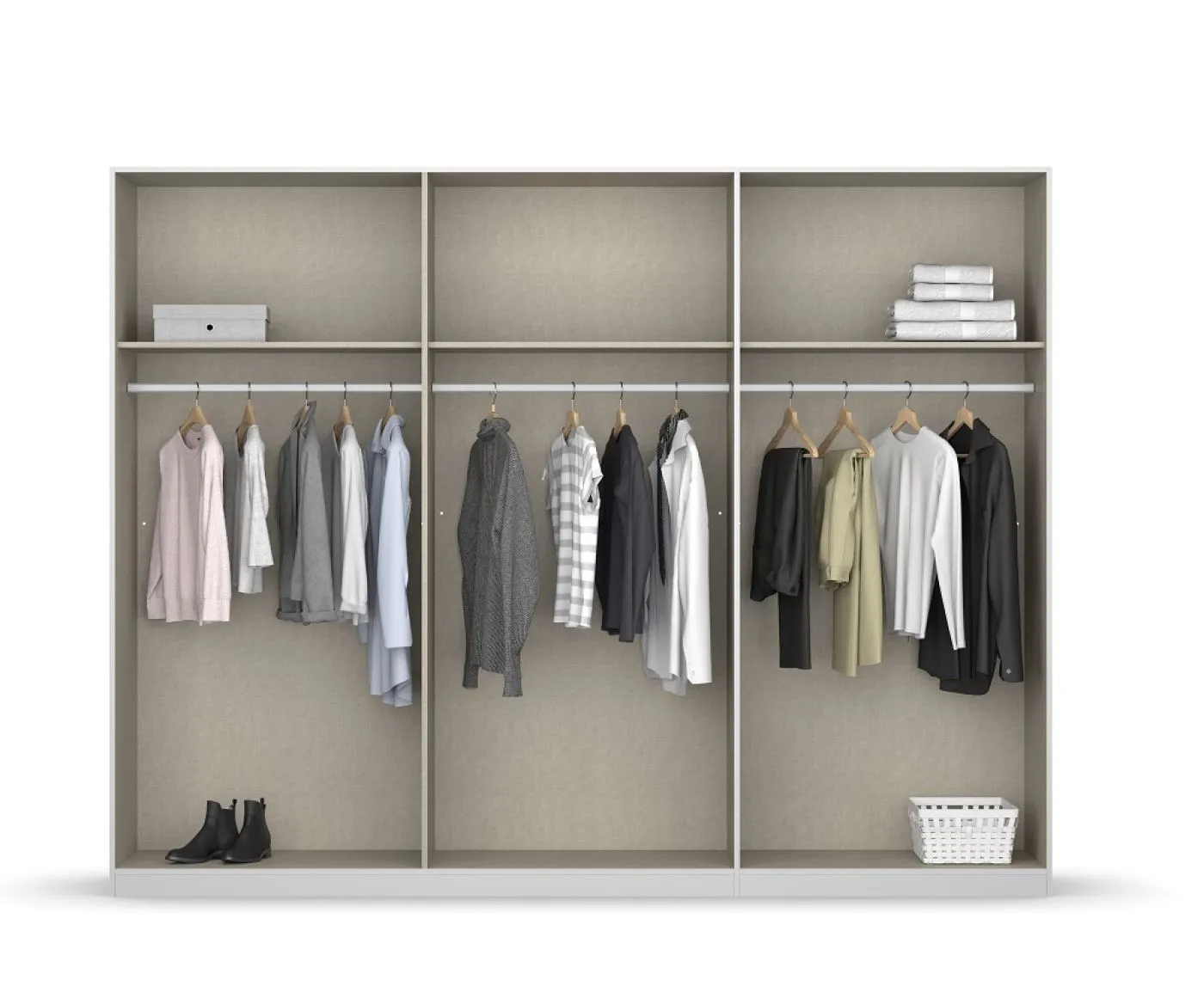 Kleiderschrank Drehtürenschrank Monostar | 6-türig | mit Glastüren | Glas basalt / grau metallic | 271x210 | ohne Schubkasteneinsatz & Wäscheeinteilung