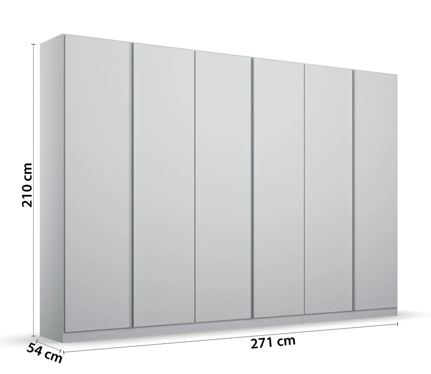 Kleiderschrank Drehtürenschrank Monostar | 6-türig | seidengrau 271 x 210 x 54