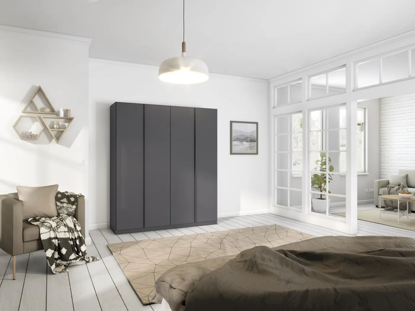 Kleiderschrank Drehtürenschrank Monostar | grau-metallic | verschiedene Größen