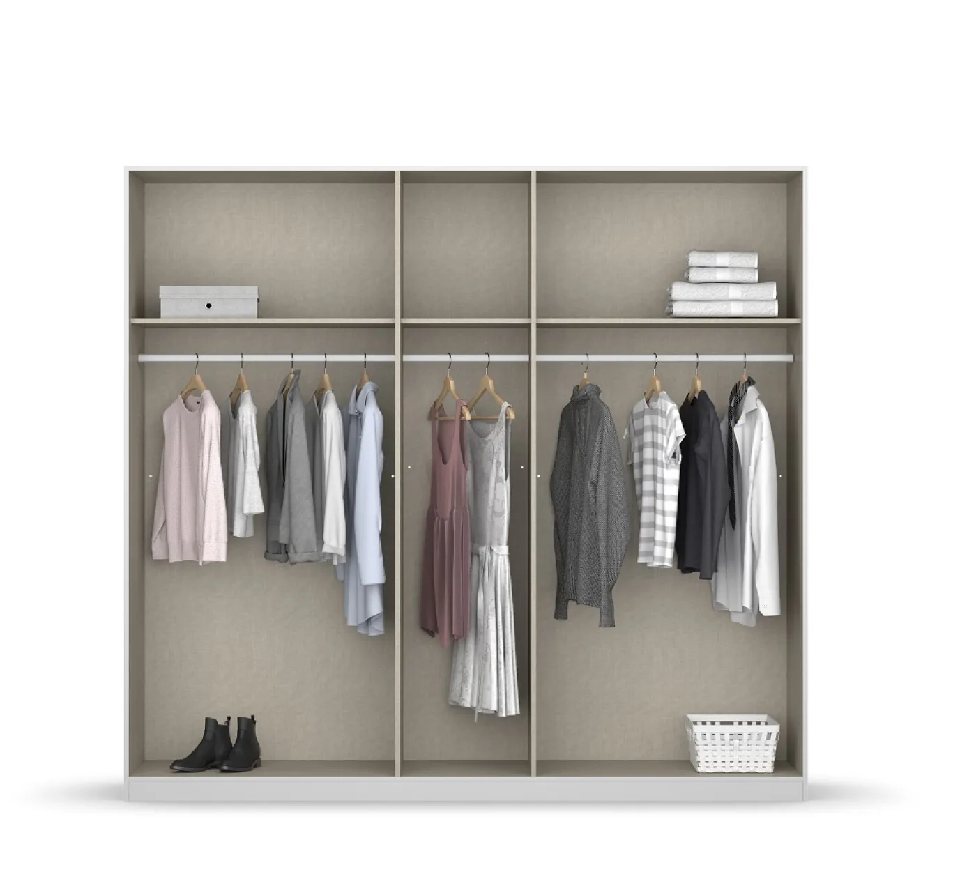 Kleiderschrank Drehtürenschrank Monostar | mit Glastüren | opt. Zubehör | Alpinweiß | verschiedene größen