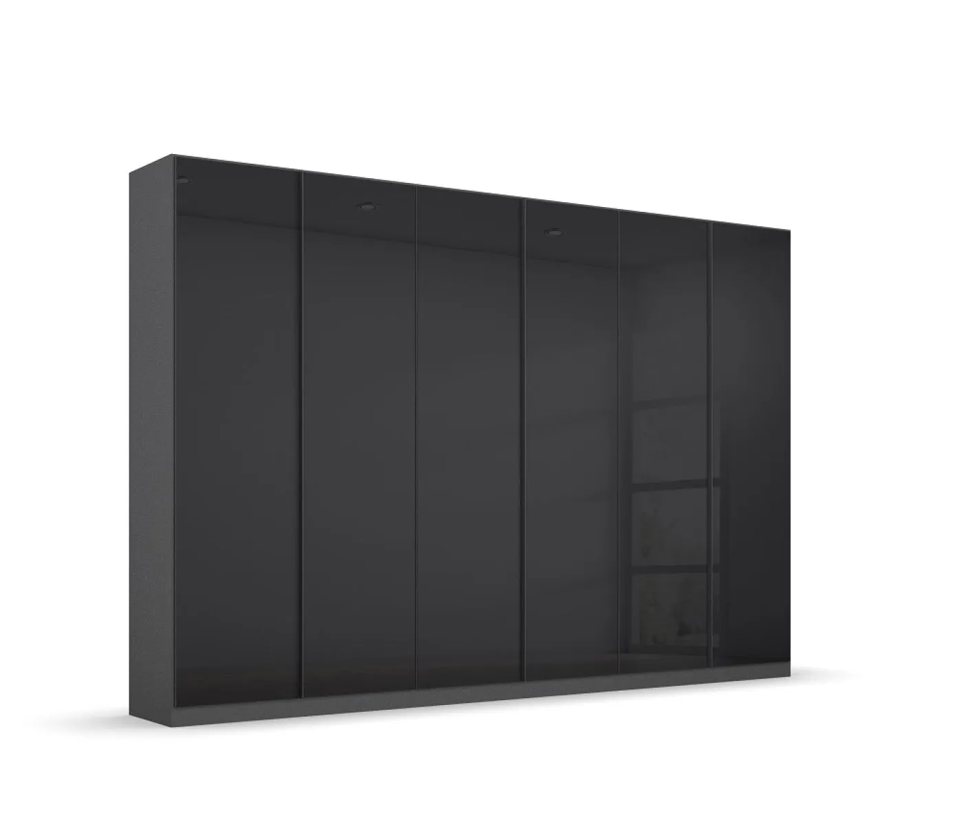 Kleiderschrank Drehtürenschrank Monostar | mit Glastüren | opt. Zubehör | Glas basalt / grau metallic | verschiedene Größen