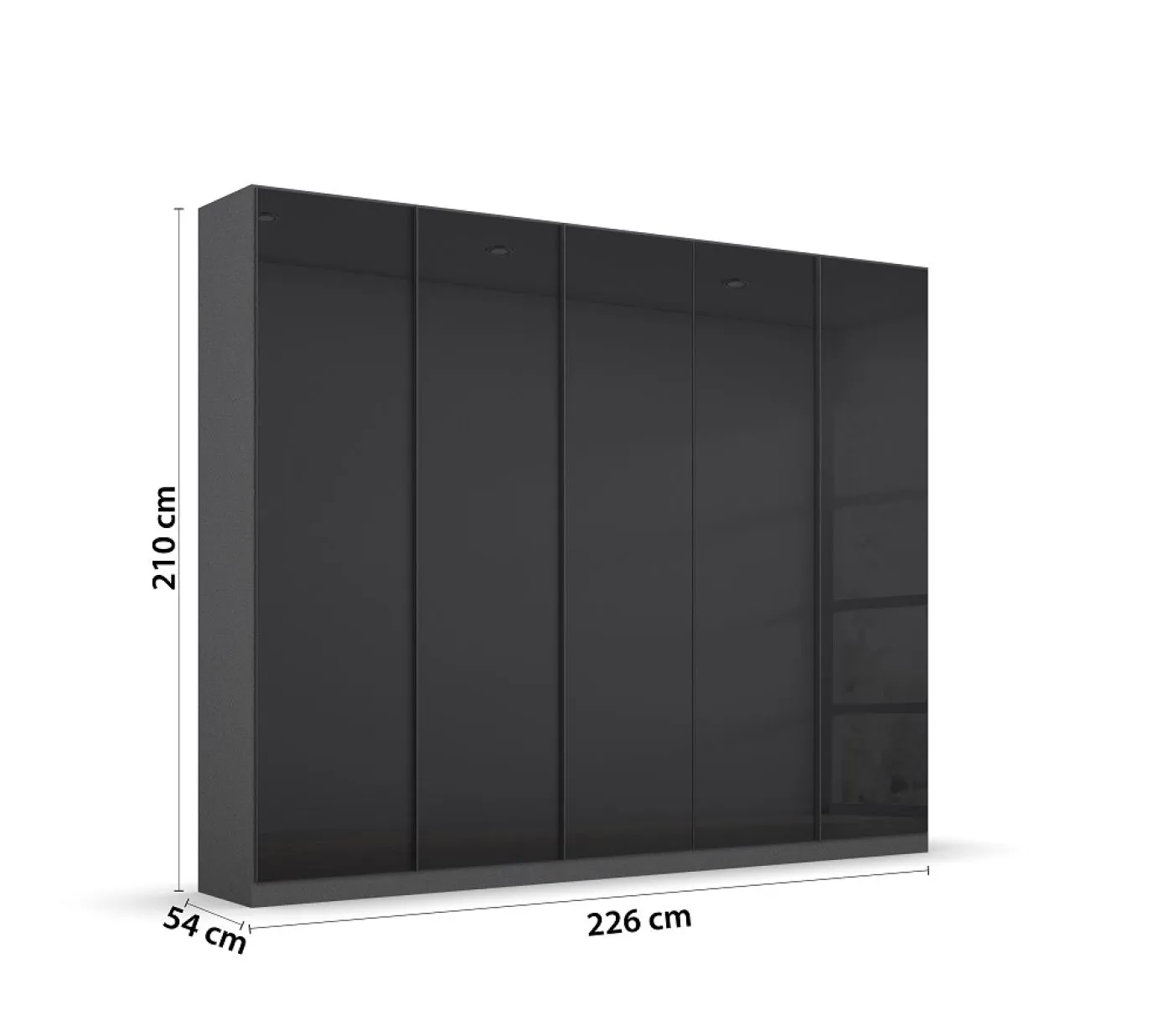 Kleiderschrank Drehtürenschrank Monostar | mit Glastüren | opt. Zubehör | Glas basalt / grau metallic | verschiedene Größen