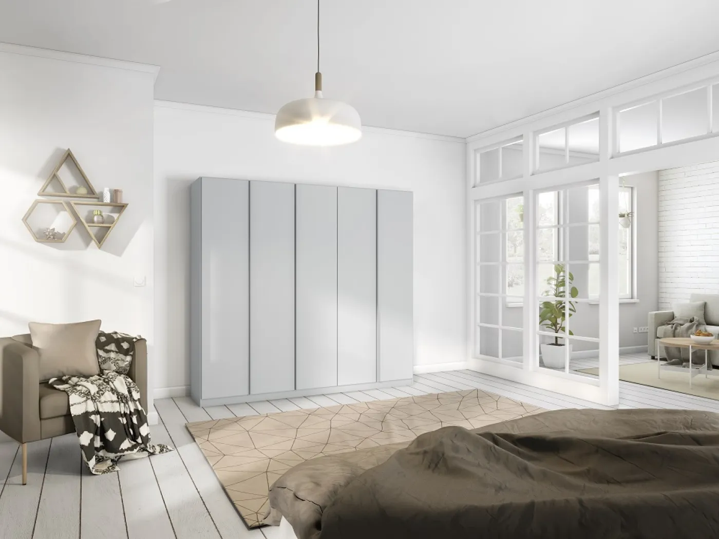 Kleiderschrank Drehtürenschrank Monostar | seidengrau | verschiedene Größen