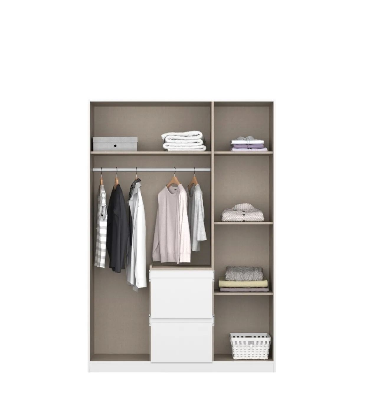 Kleiderschrank Drehtürenschrank Nidda | 3-türig | mit Schubkästen | Alpinweiß