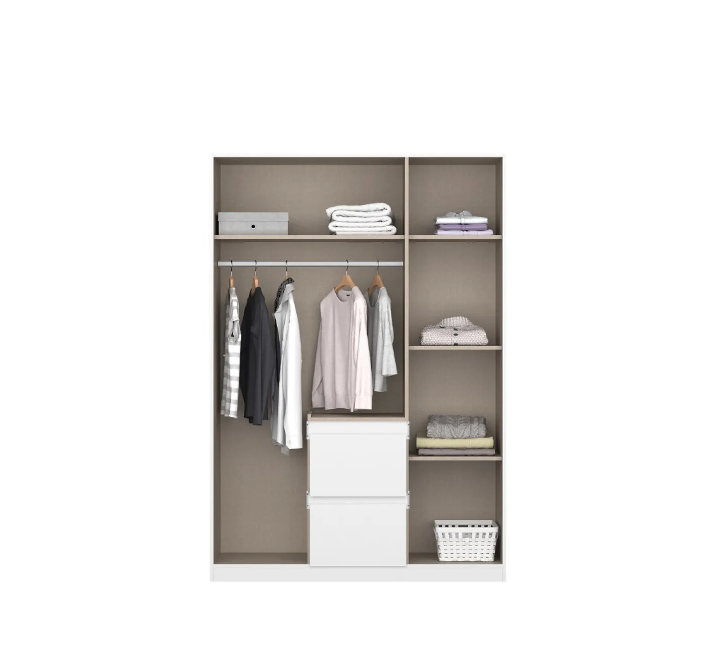 Kleiderschrank Drehtürenschrank Nidda | 3-türig | mit Spiegel | Alpinweiß