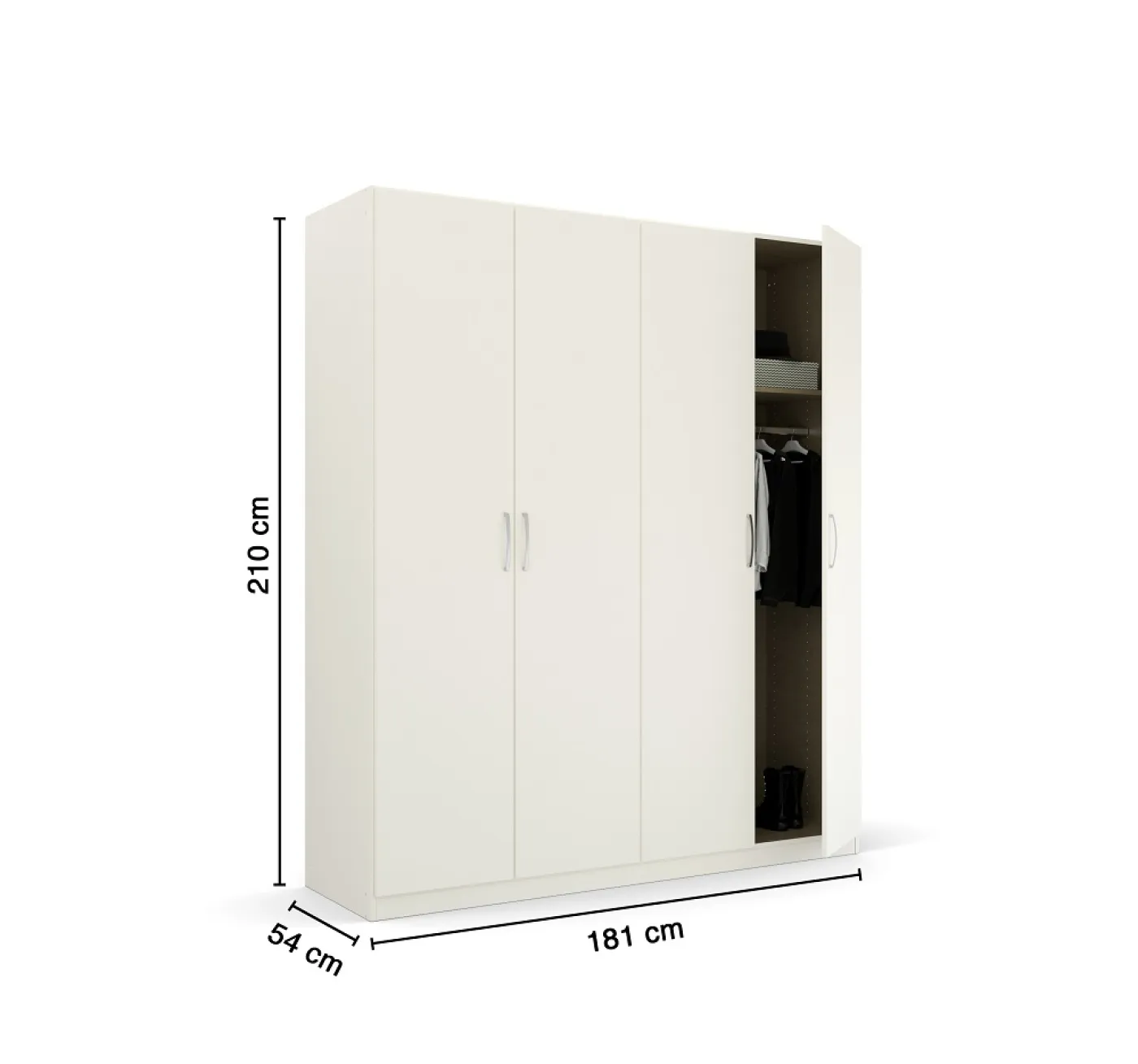 Kleiderschrank Drehtürenschrank Quadra-Spin | 4-türig | alpinweiß | 181x210 | Griff Pure
