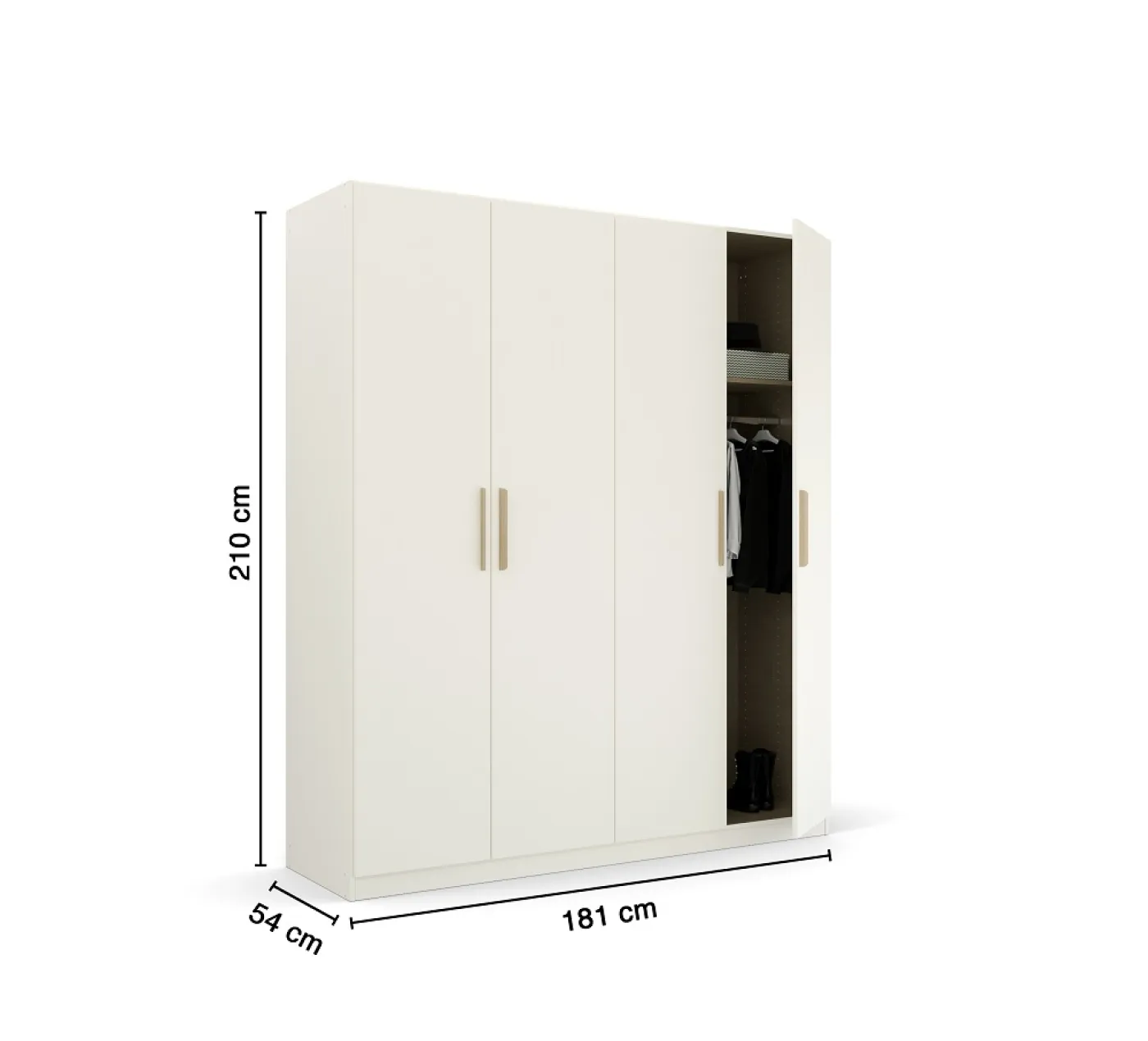 Kleiderschrank Drehtürenschrank Quadra-Spin | 4-türig | alpinweiß | Skandi Eiche | 181x210