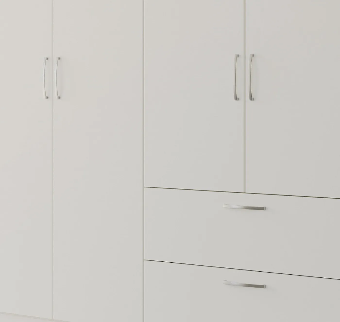 Kleiderschrank Drehtürenschrank Quadra-Spin | 4-türig | mit Schubkästen | alpinweiß | 181x210 | Griff Pure
