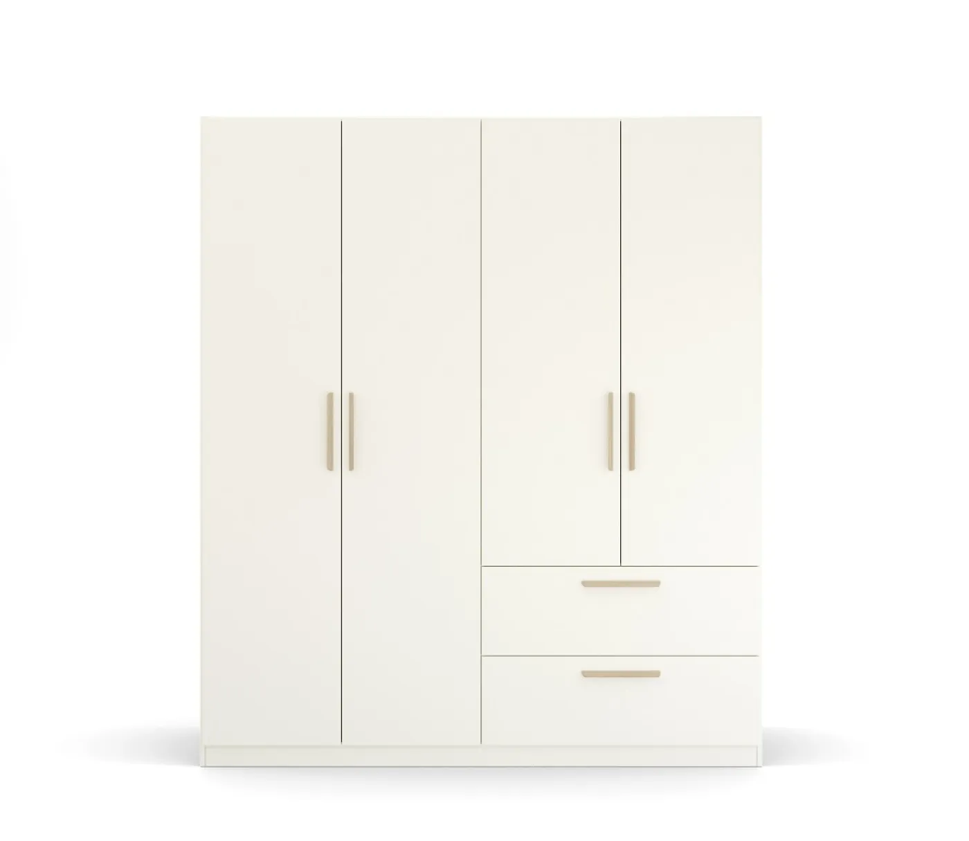 Kleiderschrank Drehtürenschrank Quadra-Spin | 4-türig | mit Schubkästen | alpinweiß | 181x210 | Griff Skandi