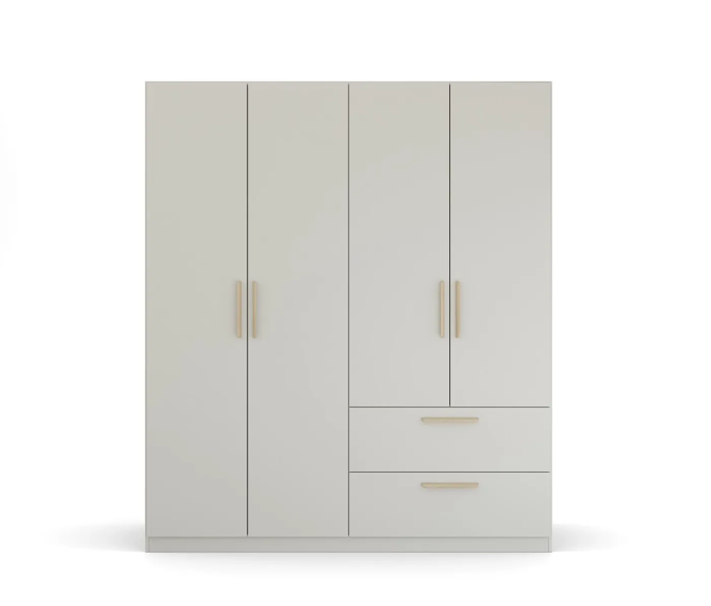 Kleiderschrank Drehtürenschrank Quadra-Spin | 4-türig | mit Schubkästen | seidengrau | 181x210 | Griff Skandi
