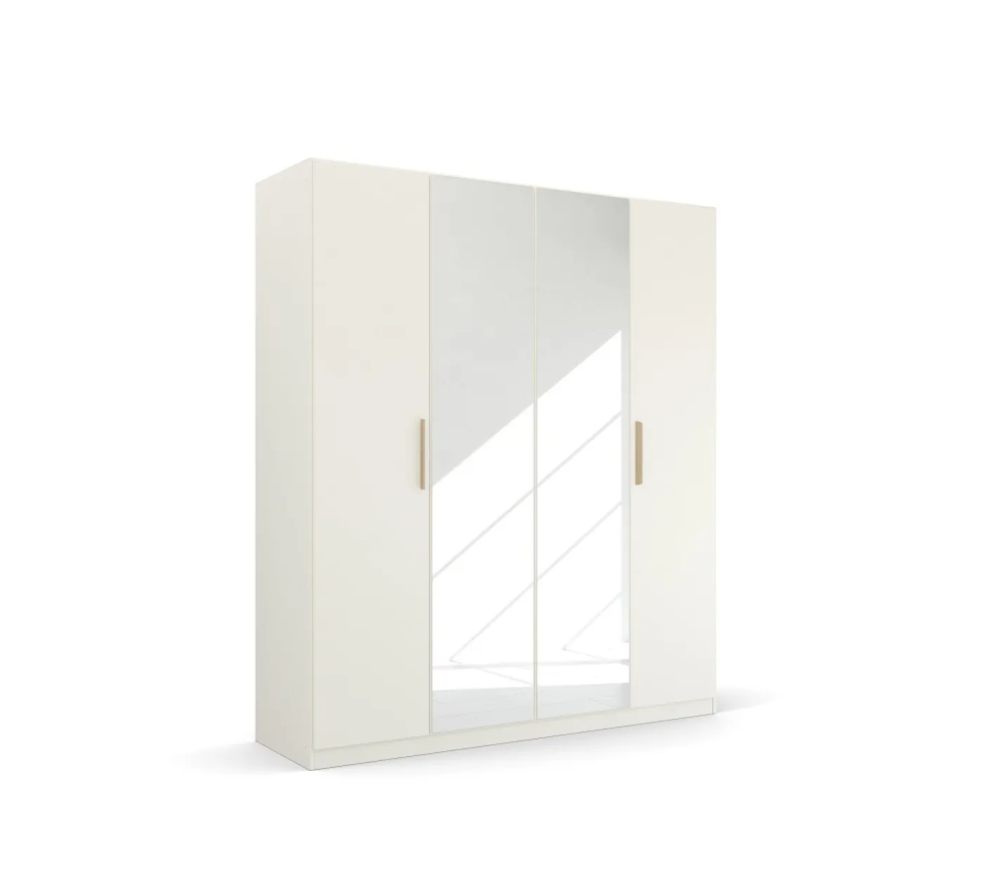 Kleiderschrank Drehtürenschrank Quadra-Spin | 4-türig | mit Spiegeltüren | alpinweiß | 181x210 | Griff Skandi