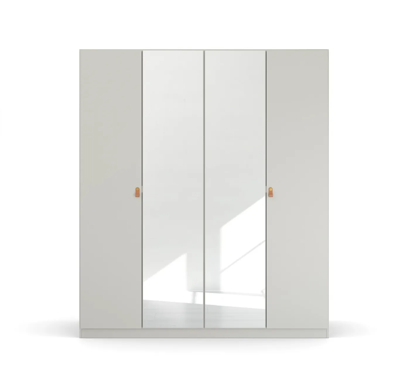 Kleiderschrank Drehtürenschrank Quadra-Spin | 4-türig | mit Spiegeltüren | seidengrau | 181x210 | Griff Homey