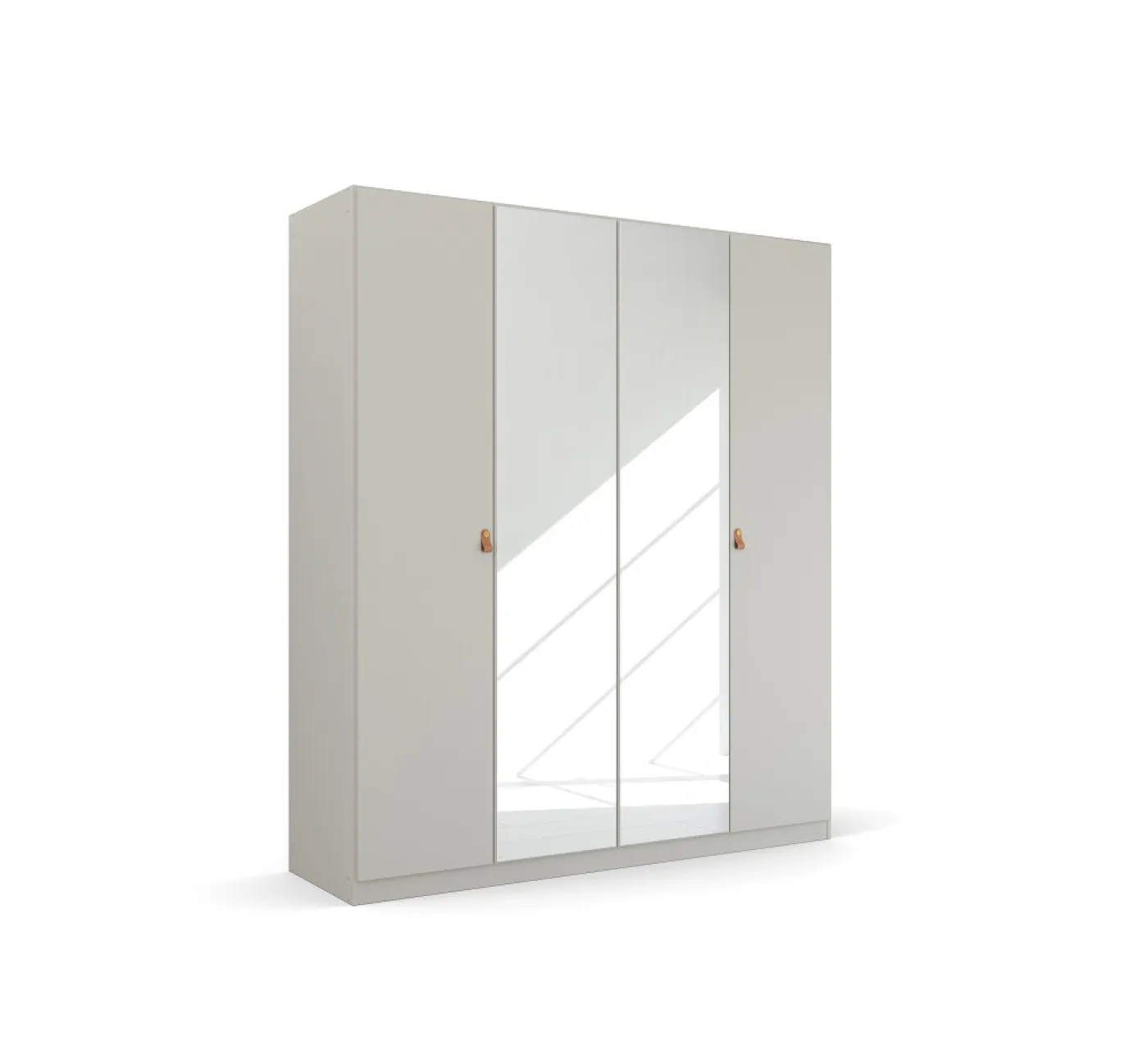 Kleiderschrank Drehtürenschrank Quadra-Spin | 4-türig | mit Spiegeltüren | seidengrau | 181x210 | Griff Homey