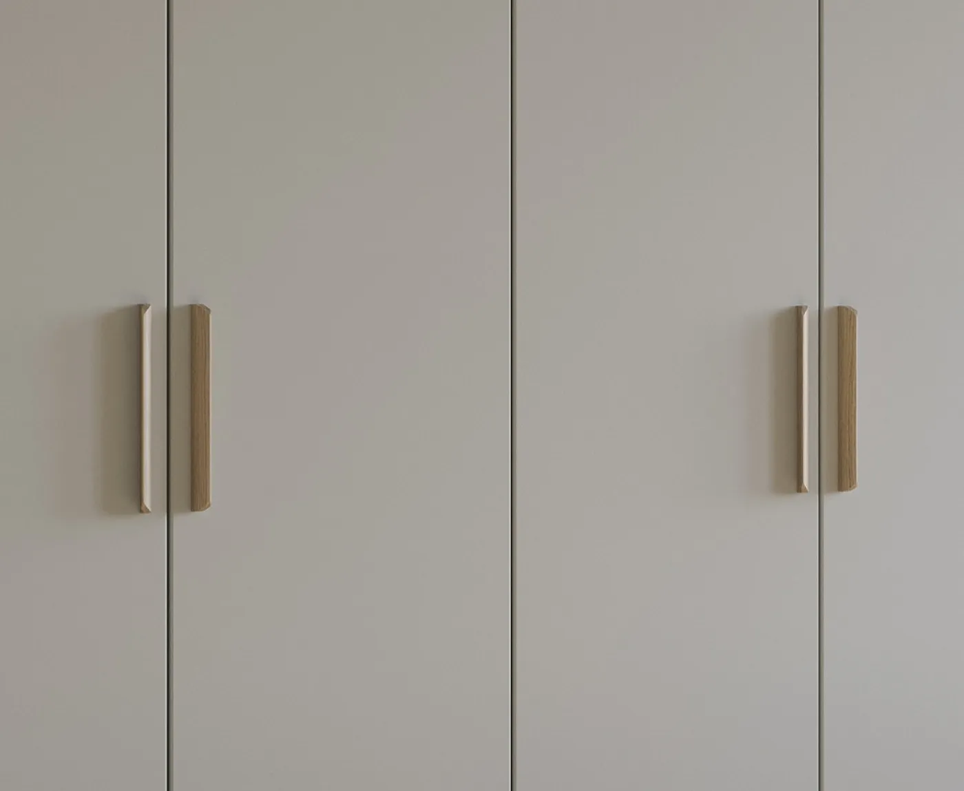 Kleiderschrank Drehtürenschrank Quadra-Spin | 4-türig | seidengrau | 181x210 | Griff Skandi