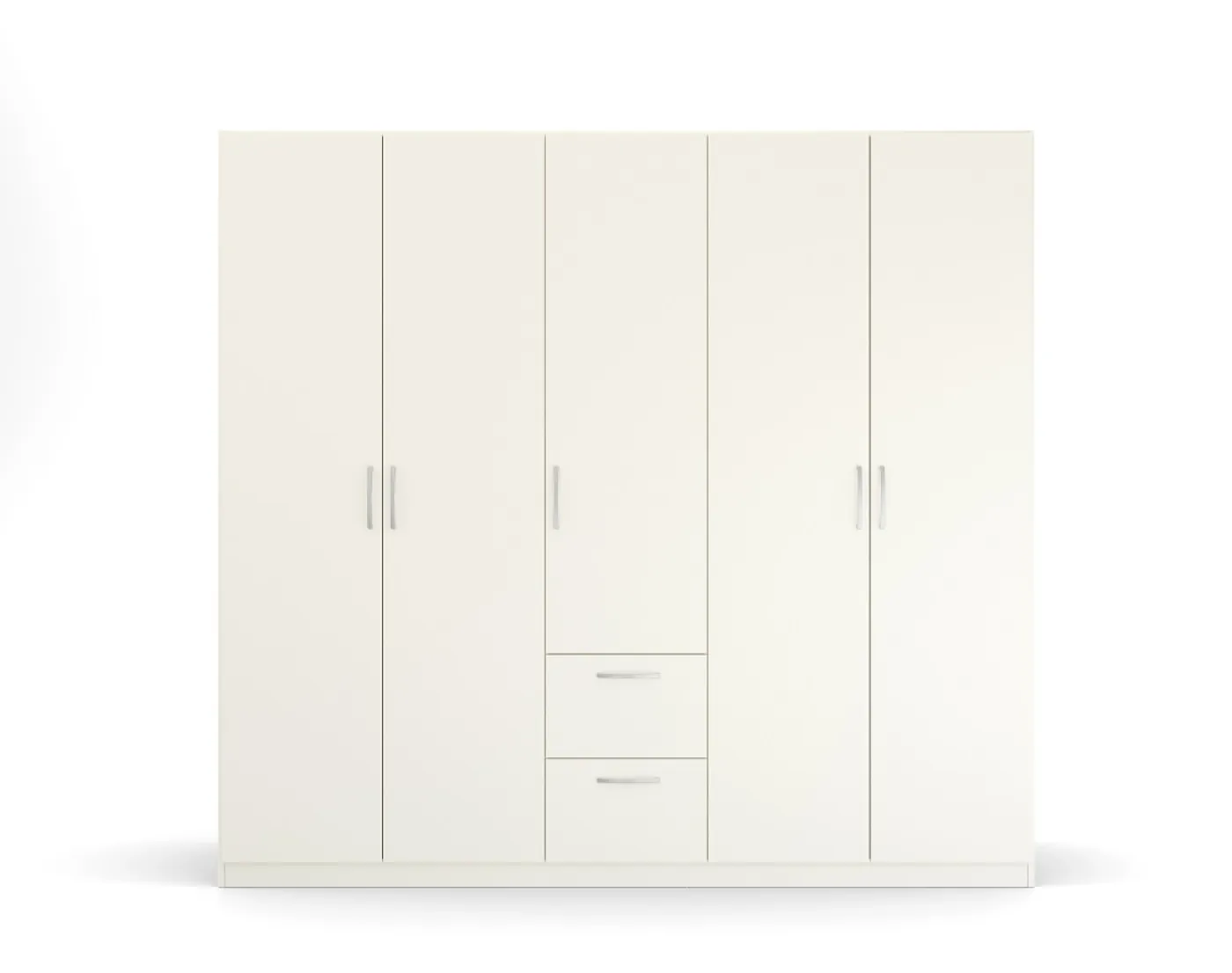 Kleiderschrank Drehtürenschrank Quadra-Spin | 5-türig | mit Schubkästen | alpinweiß | 226x210 | Griff Pure