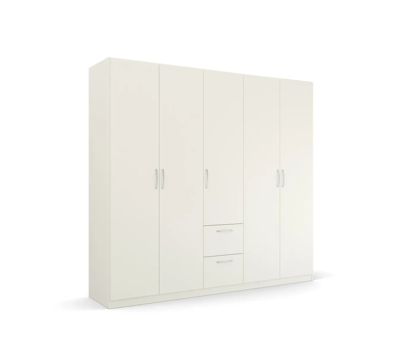 Kleiderschrank Drehtürenschrank Quadra-Spin | 5-türig | mit Schubkästen | alpinweiß | 226x210 | Griff Pure