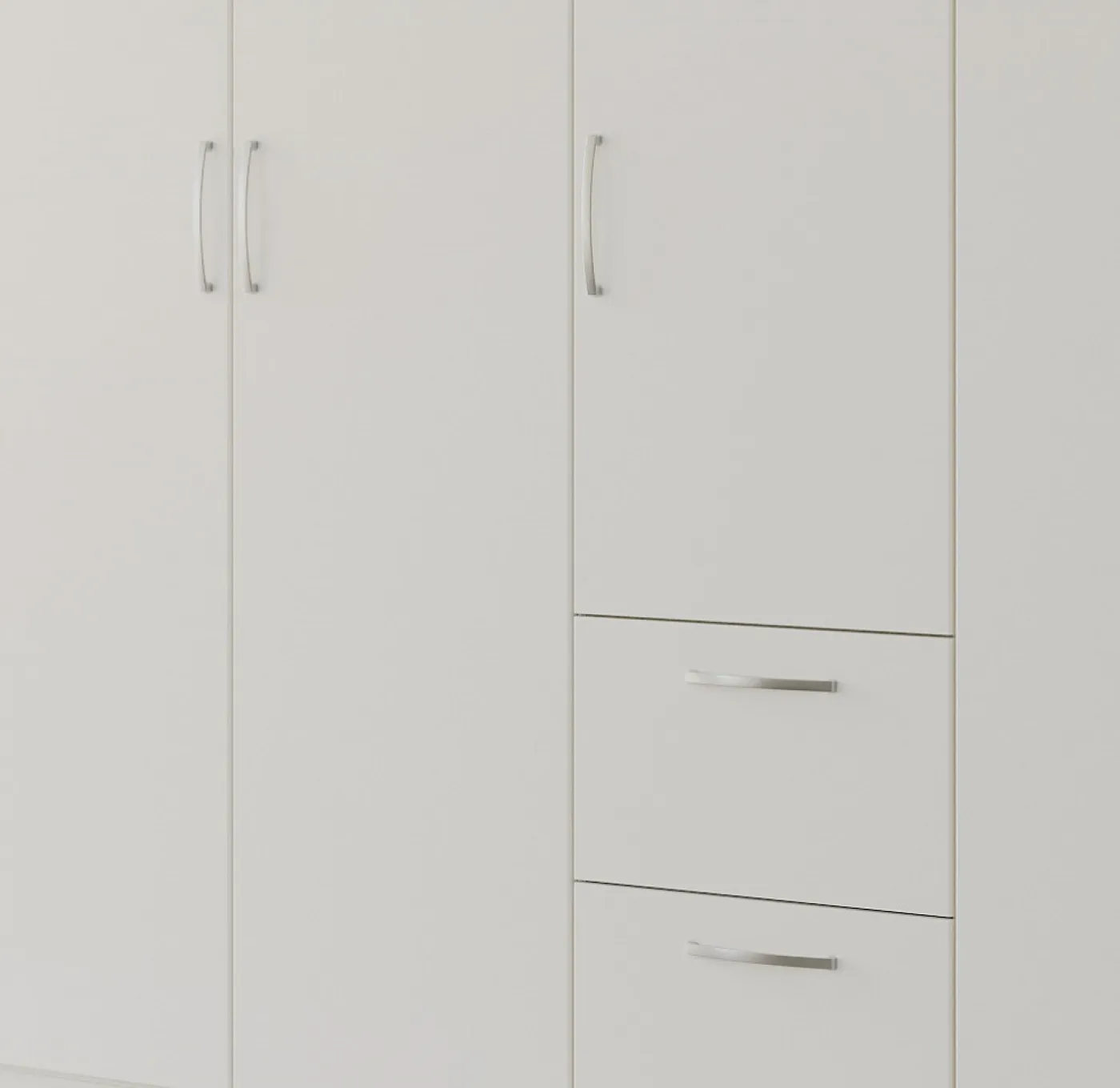 Kleiderschrank Drehtürenschrank Quadra-Spin | 5-türig | mit Schubkästen | alpinweiß | 226x210 | Griff Pure