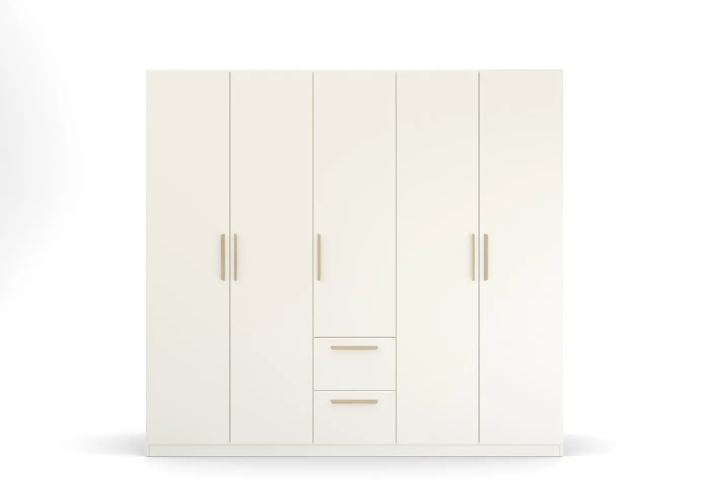 Kleiderschrank Drehtürenschrank Quadra-Spin | 5-türig | mit Schubkästen | alpinweiß | 226x210 | Griff Skandi