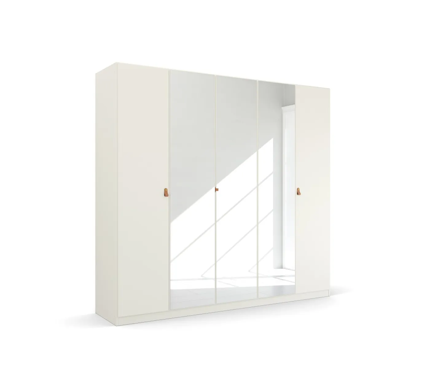 Kleiderschrank Drehtürenschrank Quadra-Spin | 5-türig | mit Spiegeltüren | alpinweiß | 226x210 Homey