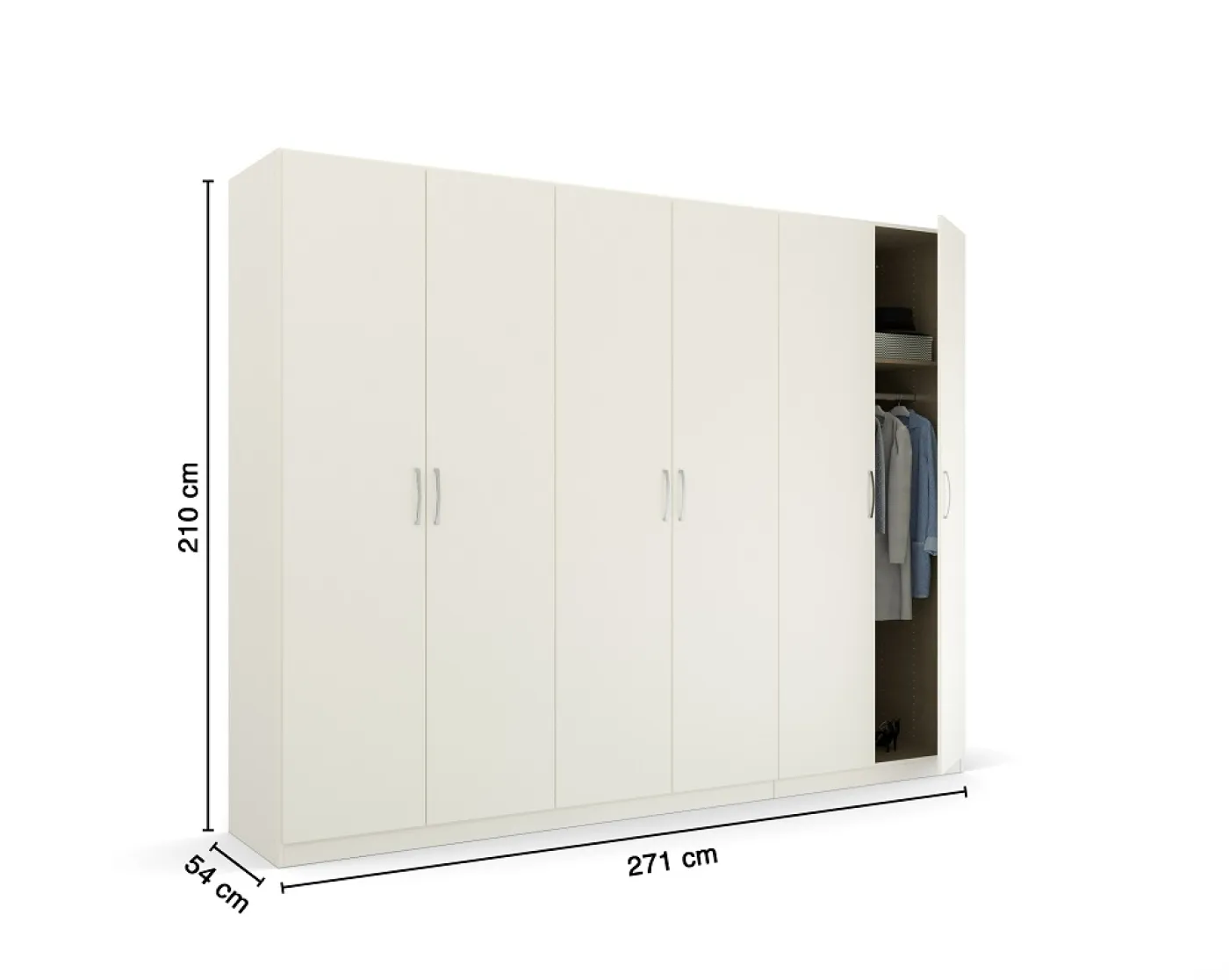 Kleiderschrank Drehtürenschrank Quadra-Spin | 6-türig | alpinweiß | 271x210 | Griff Pure
