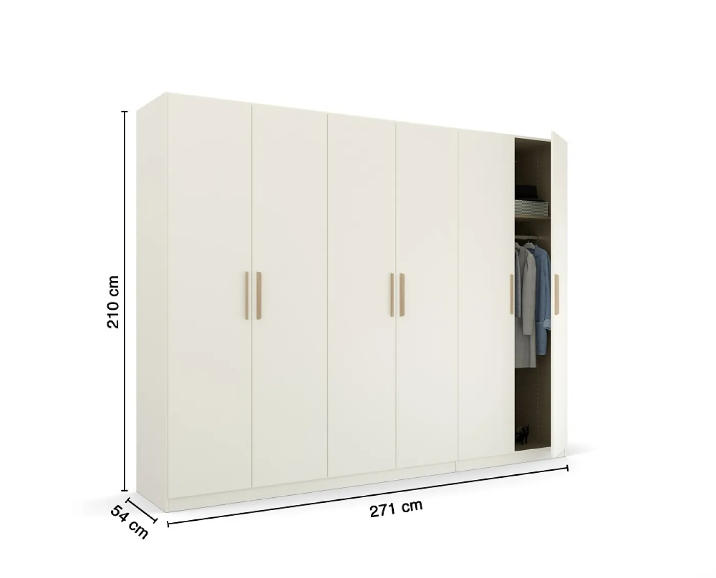 Kleiderschrank Drehtürenschrank Quadra-Spin | 6-türig | alpinweiß | 271x210 | Griff Skandi