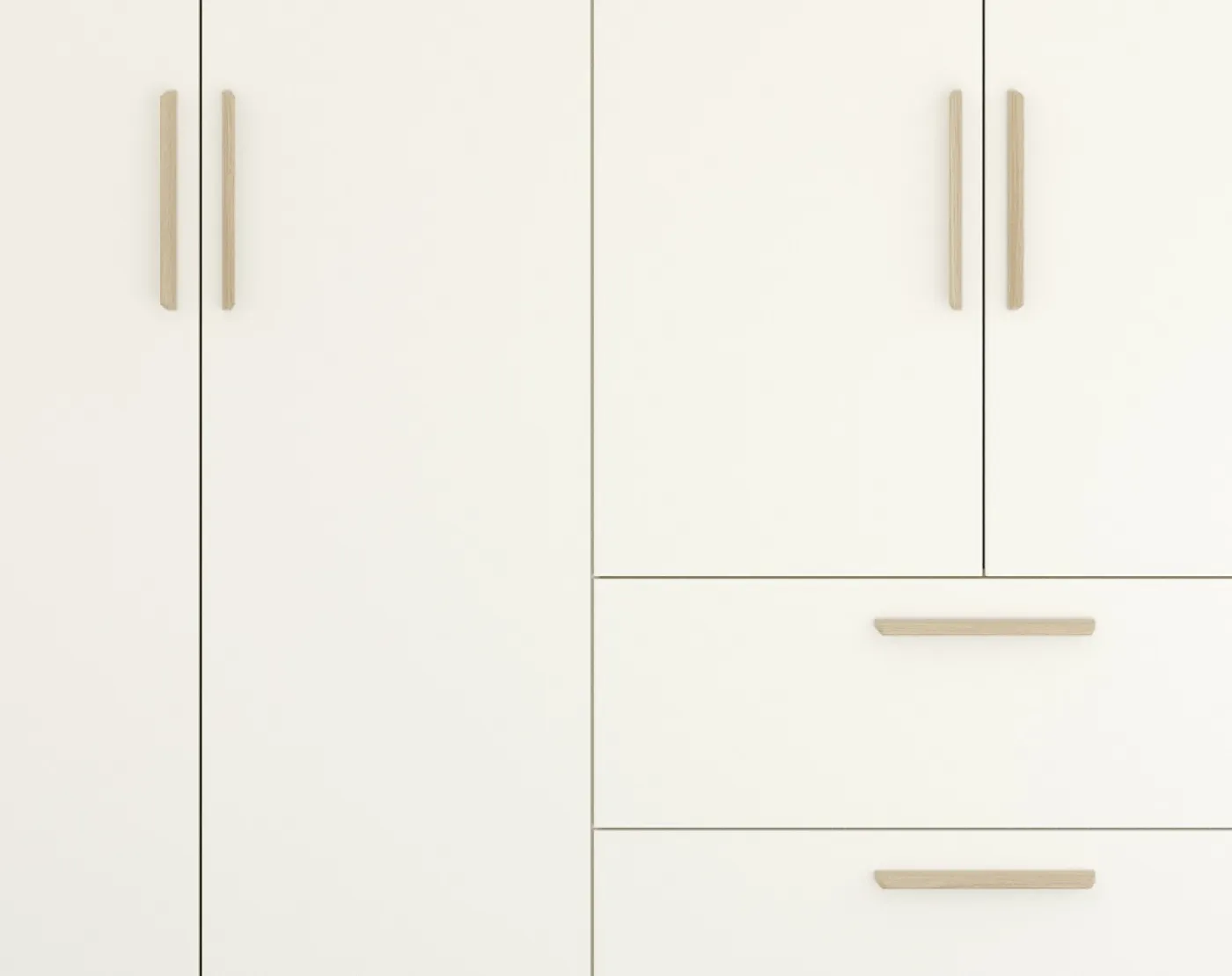 Kleiderschrank Drehtürenschrank Quadra-Spin | 6-türig | mit Schubkästen | alpinweiß | 271x210 | Griff Skandi