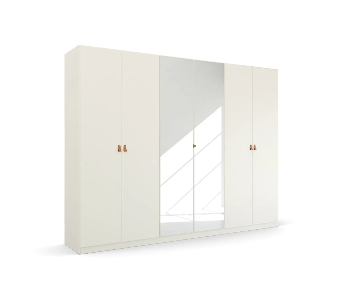 Kleiderschrank Drehtürenschrank Quadra-Spin | 6-türig | mit Spiegeltüren | alpinweiß | 271x210 | Griff Homey