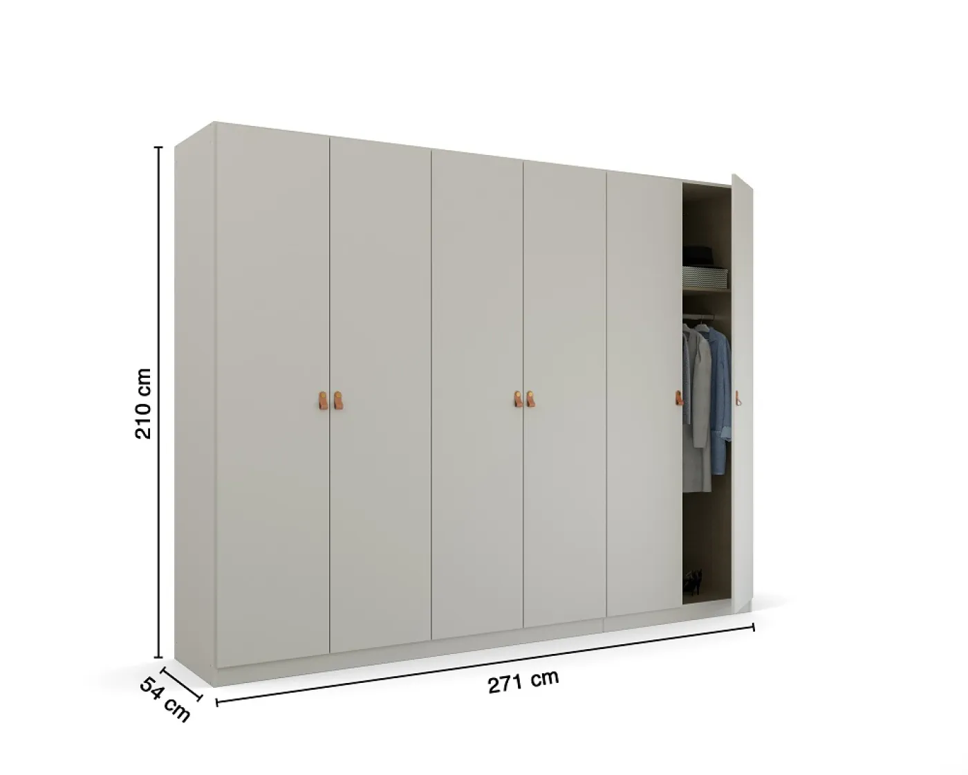 Kleiderschrank Drehtürenschrank Quadra-Spin | 6-türig | seidengrau | 271x210 | Griff Homey