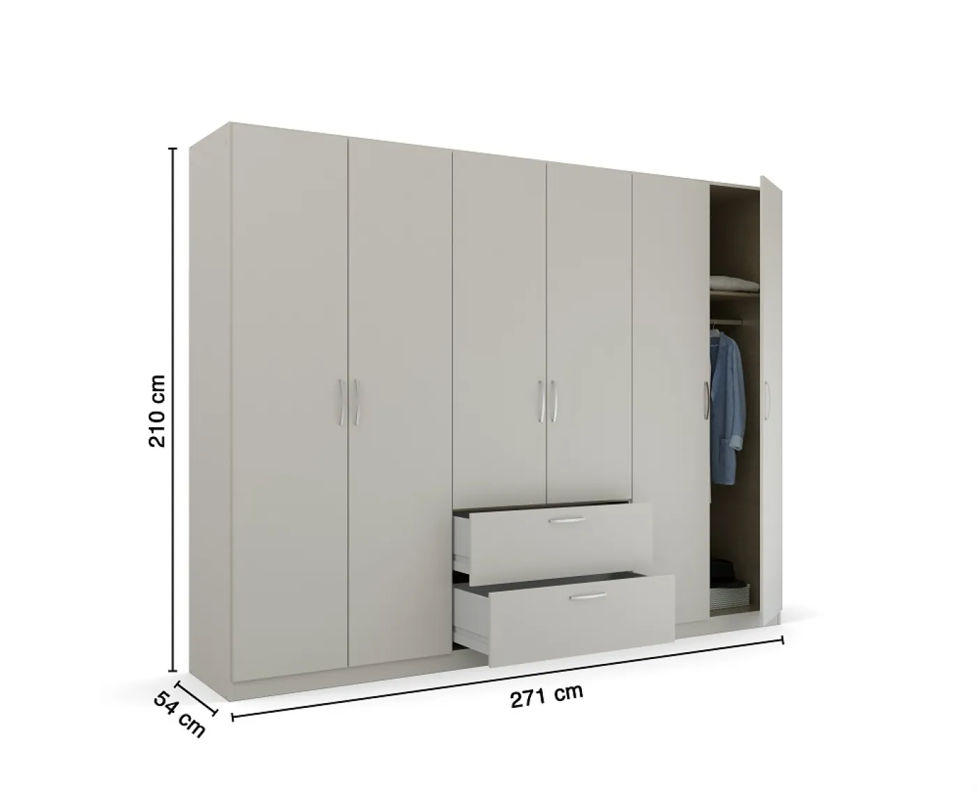 Kleiderschrank Drehtürenschrank Quadra-Spin | mit Schubkästen | seidengrau | verschiedene Größen
