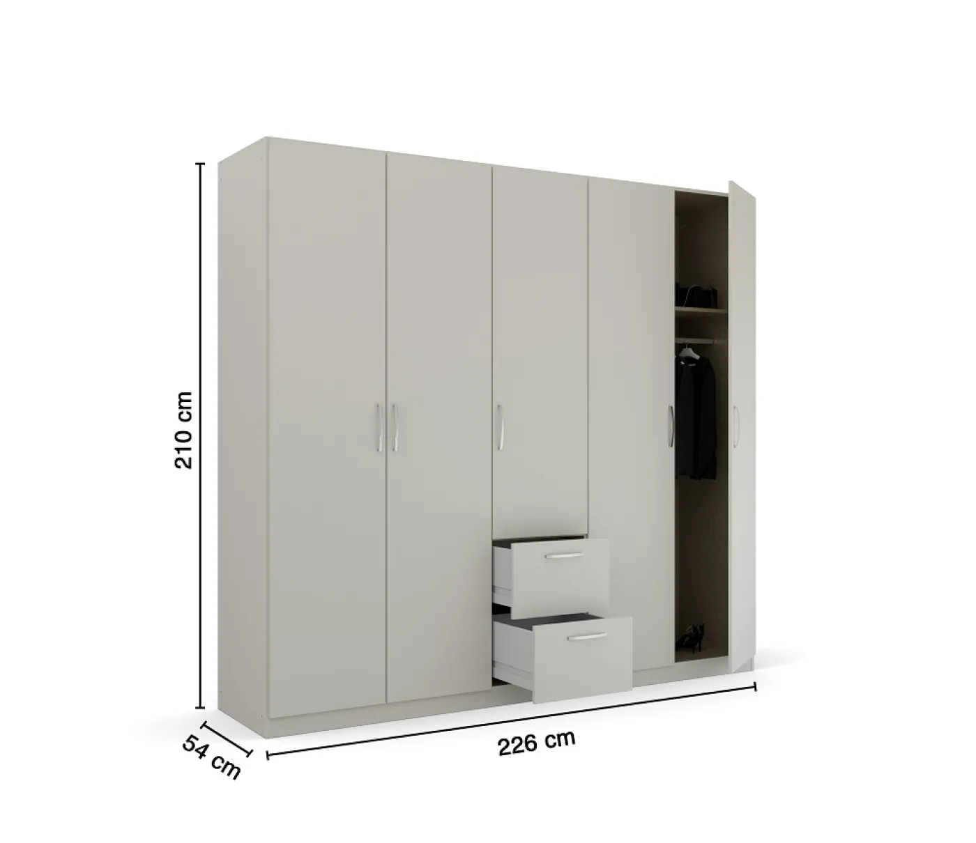 Kleiderschrank Drehtürenschrank Quadra-Spin | mit Schubkästen | seidengrau | verschiedene Größen