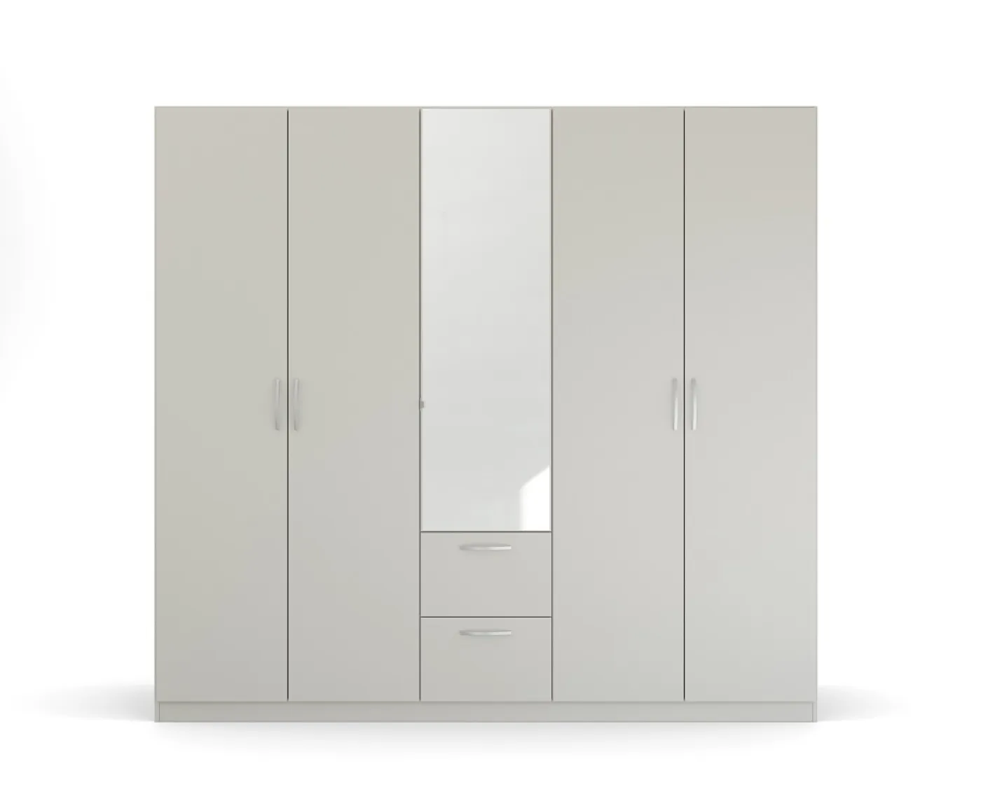 Kleiderschrank Drehtürenschrank Quadra-Spin | mit Spiegel & Schubkästen | seidengrau | verschiedene Größen