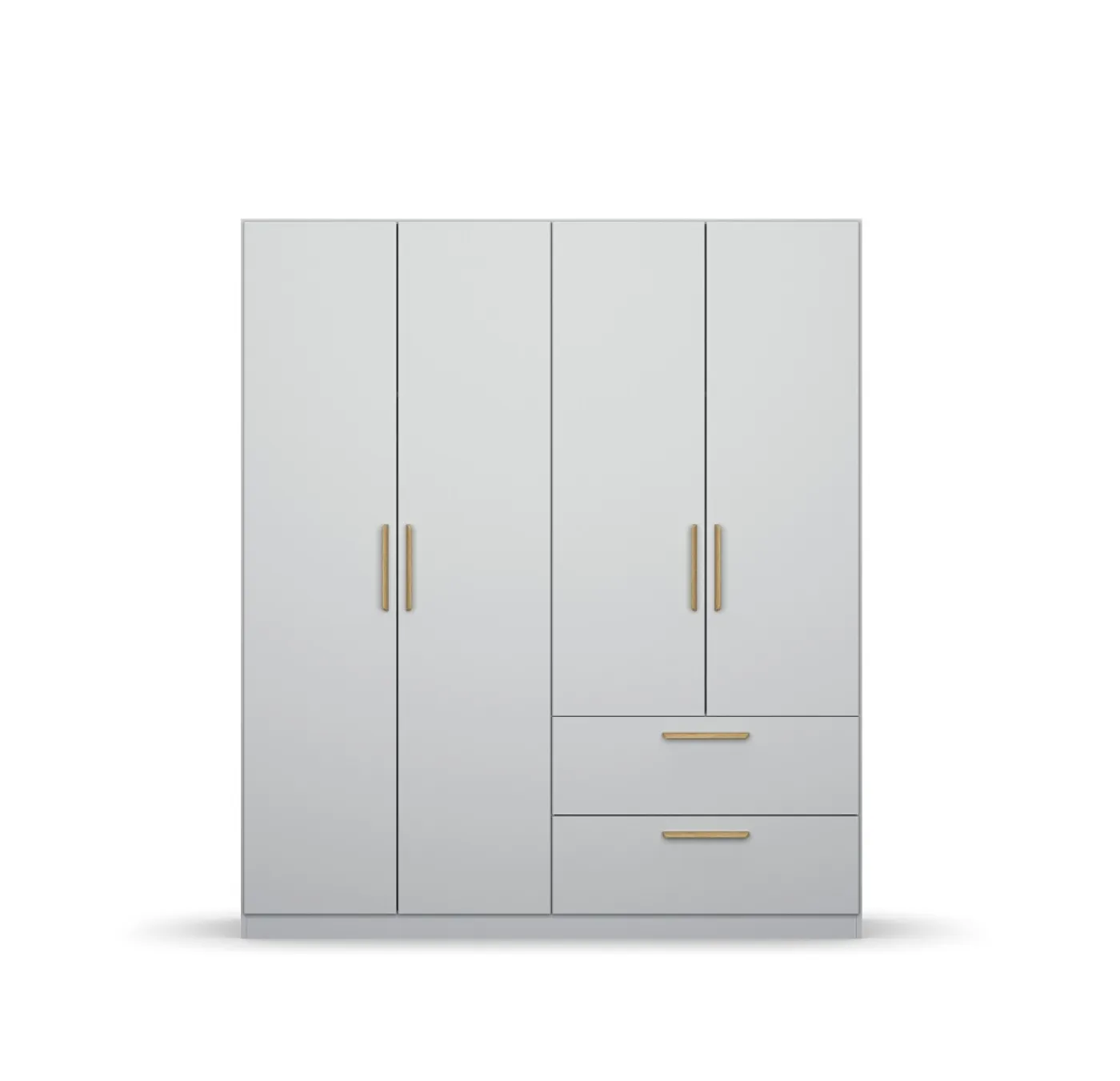 Kleiderschrank Drehtürenschrank Skandi | 4-türig | mit Schubkästen | seidengrau | 181x210