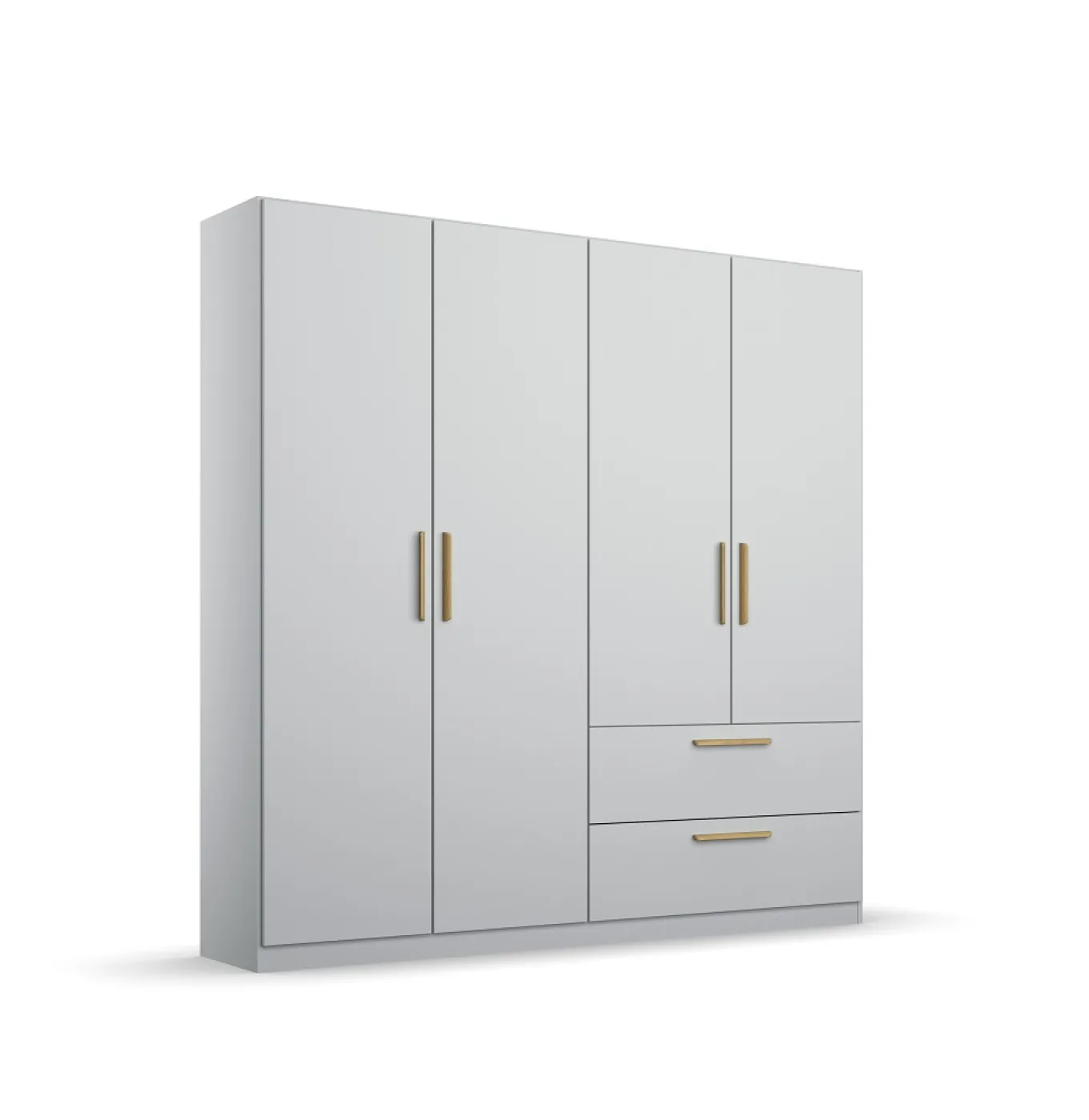 Kleiderschrank Drehtürenschrank Skandi | 4-türig | mit Schubkästen | seidengrau | 181x210