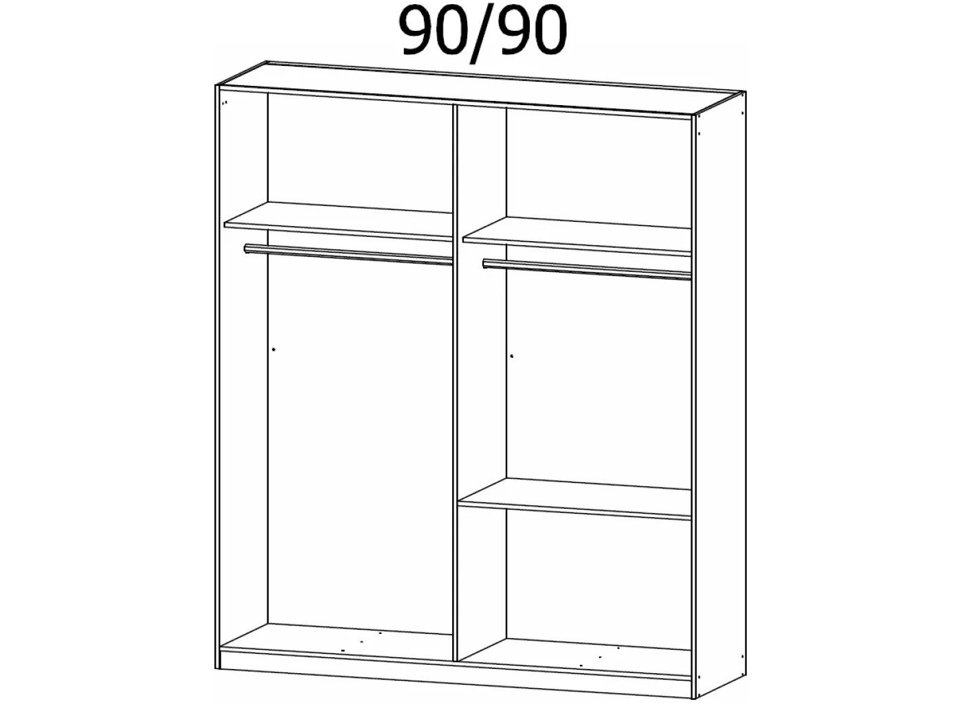 Kleiderschrank Drehtürenschrank Skandi | 4-türig | mit Schubkästen | seidengrau | 181x210