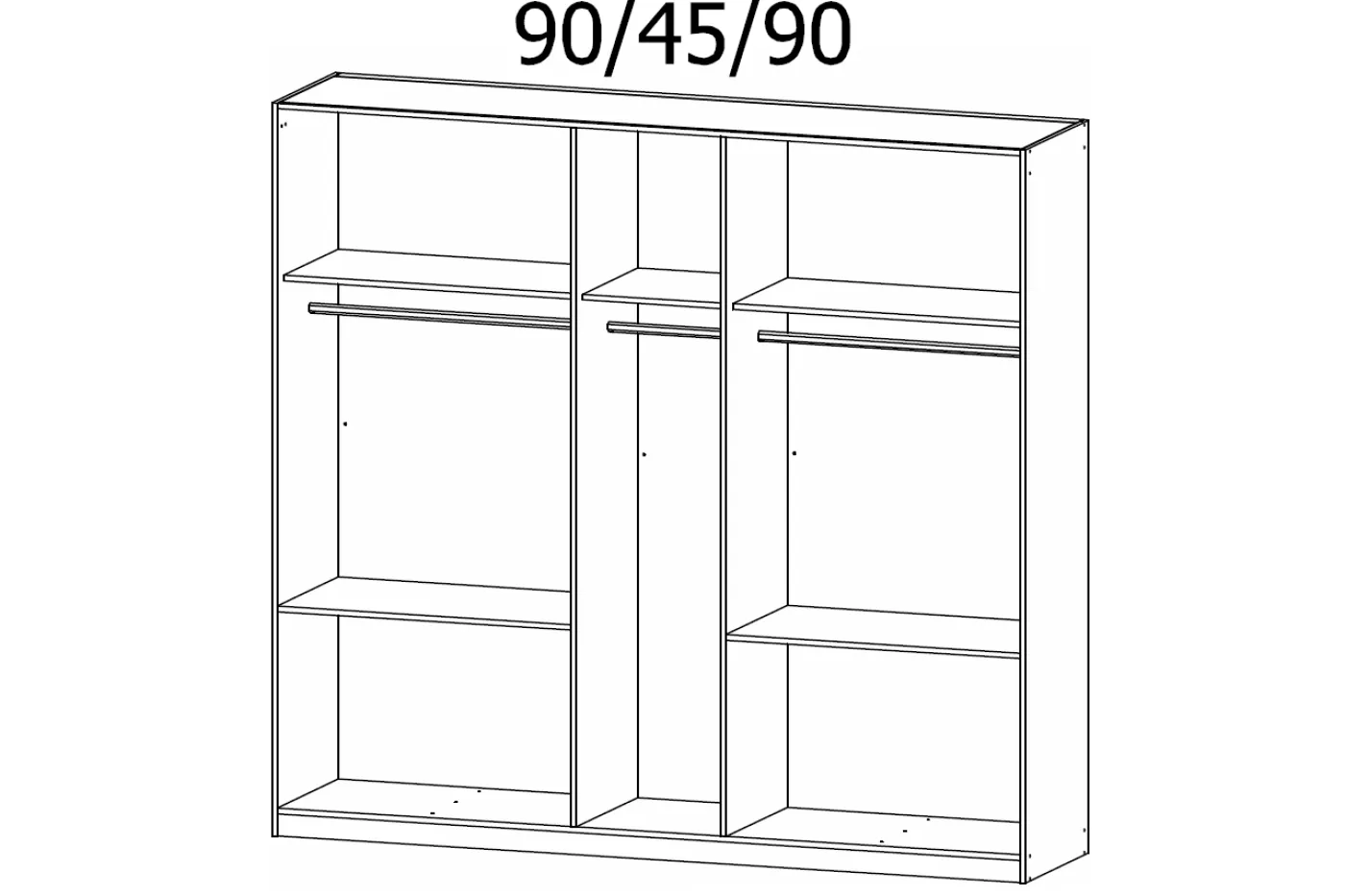 Kleiderschrank Drehtürenschrank Skandi | 5-türig | mit Schubkästen | seidengrau | 226x210