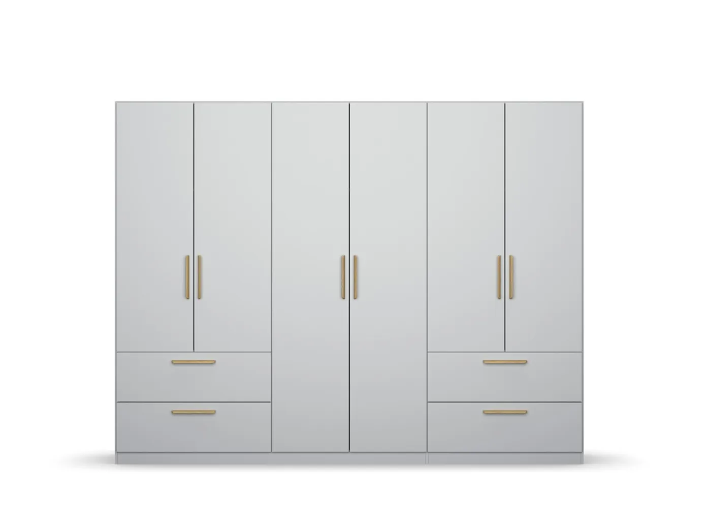 Kleiderschrank Drehtürenschrank Skandi | 6-türig | mit Schubkästen | seidengrau | 271x210