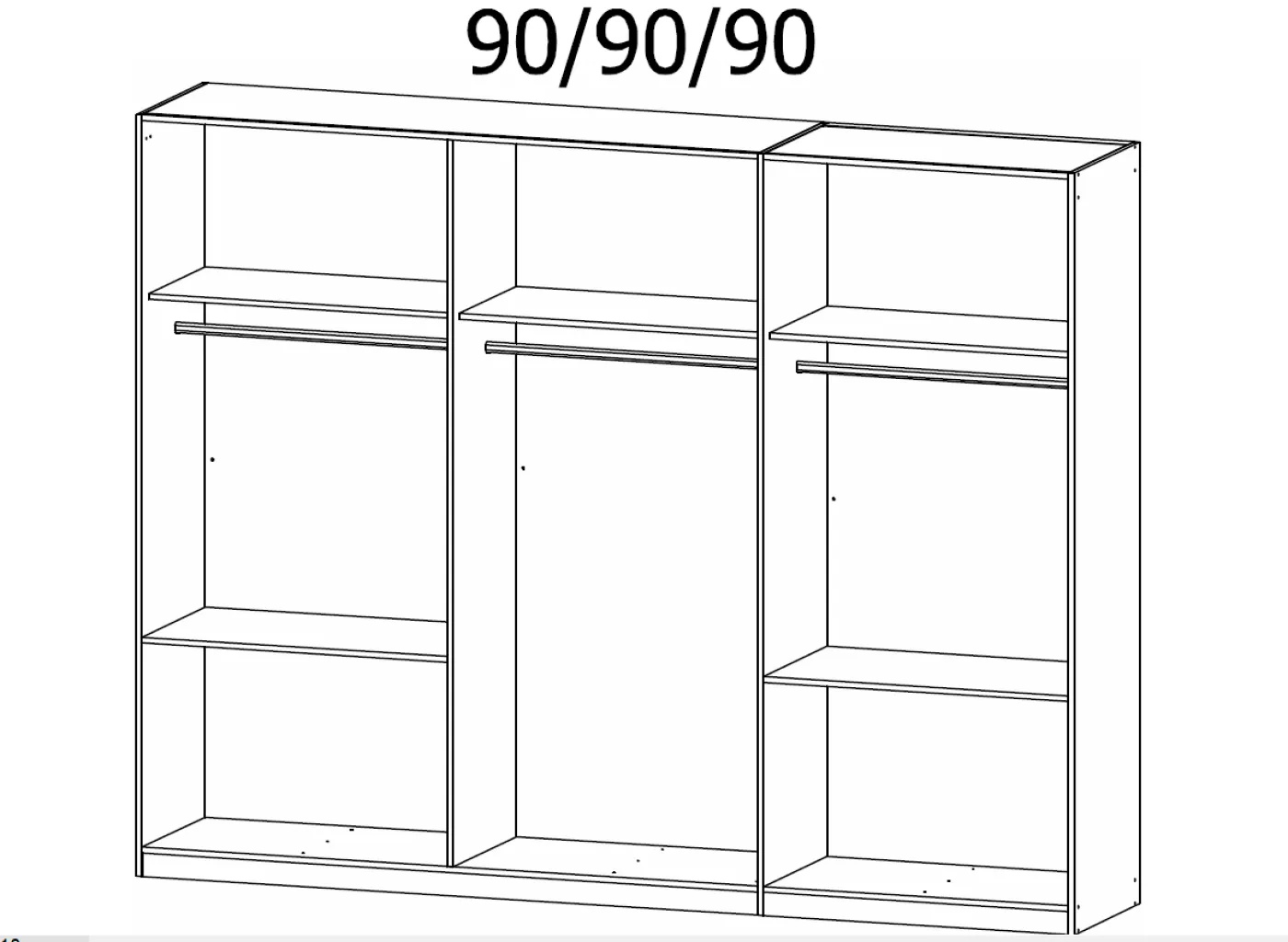 Kleiderschrank Drehtürenschrank Skandi | 6-türig | mit Schubkästen | seidengrau | 271x210