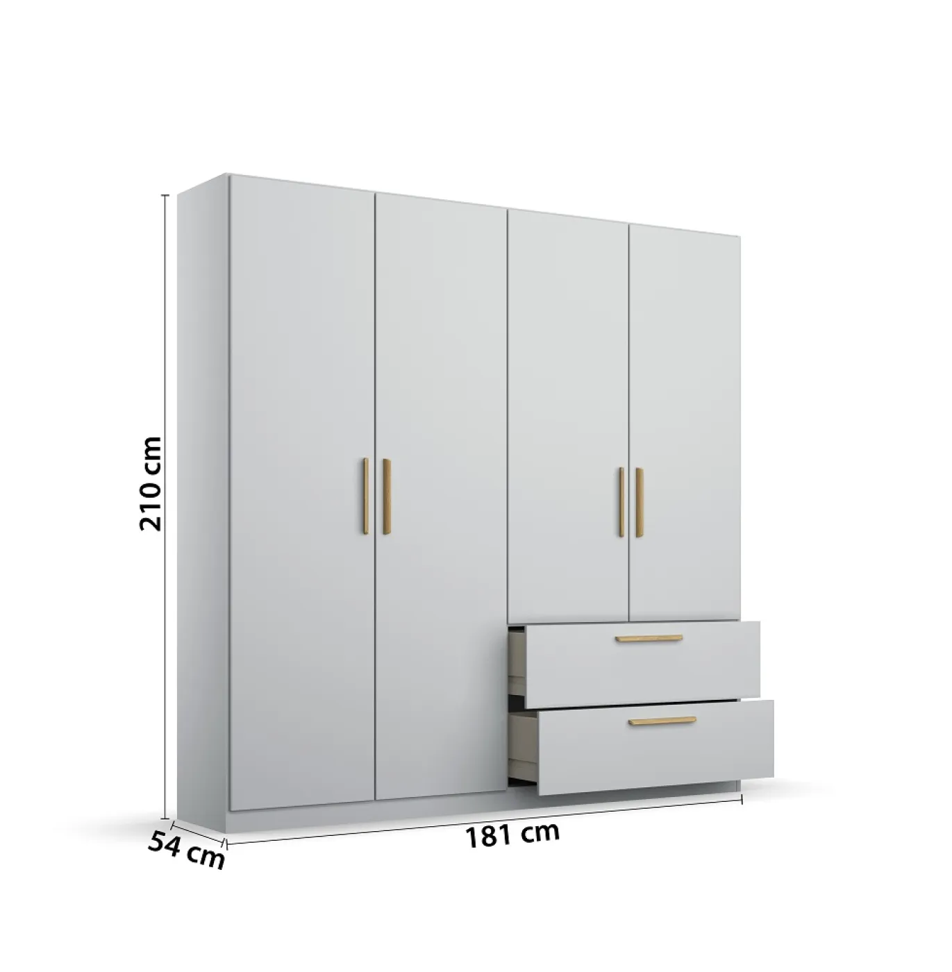 Kleiderschrank Drehtürenschrank Skandi | mit Schubkästen | seidengrau | verschiedene Größen