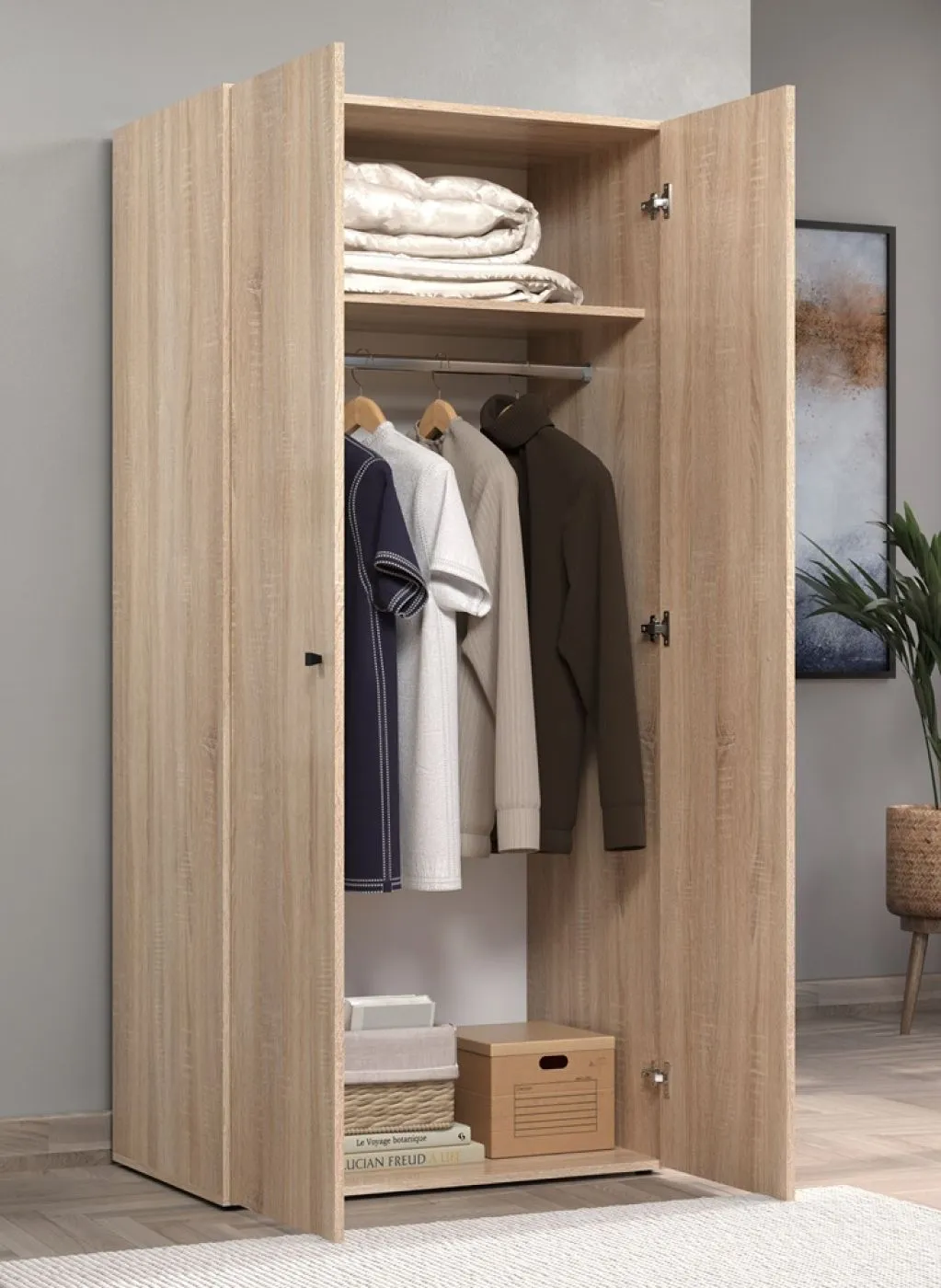 Kleiderschrank Garderobenschrank Basics | Eiche Sonoma hell
