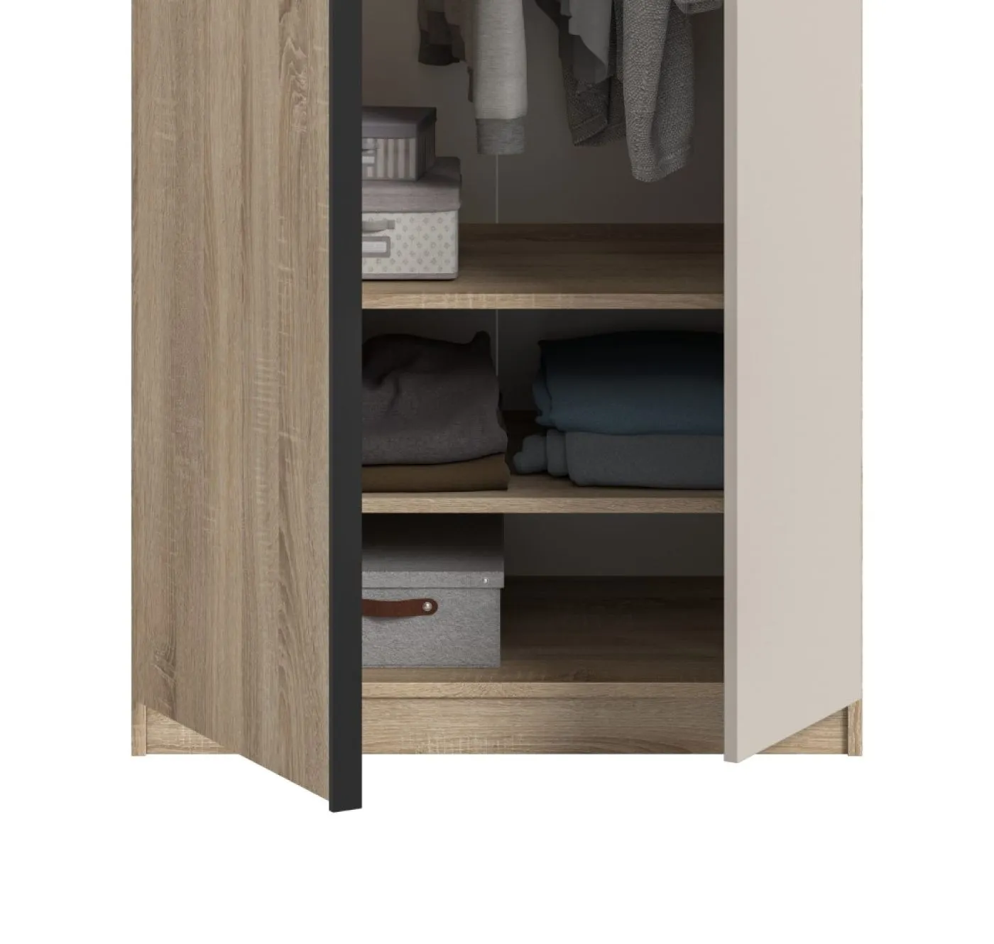 Kleiderschrank Oakland | mit 2 Türen & 2 Einlegeböden | Sonoma Eiche