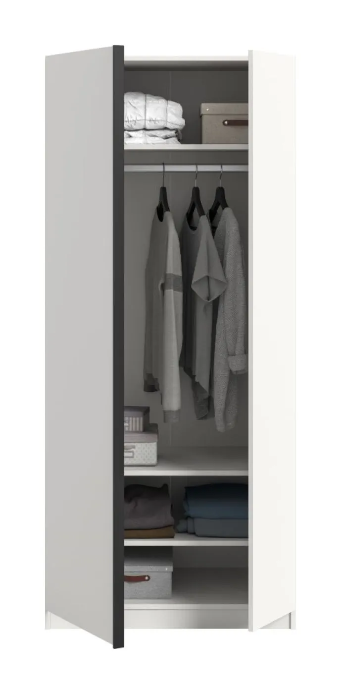 Kleiderschrank Oakland | mit 2 Türen & 2 Einlegeböden | weiß