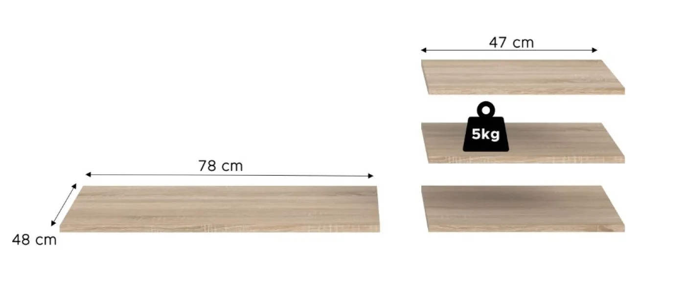 Kleiderschrank Oakland | mit 3 Türen & 4 Einlegeböden | Sonoma Eiche