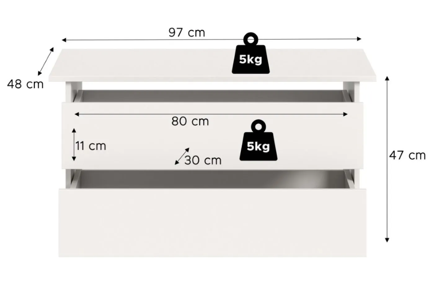 Kleiderschrank Oakland | mit 5 Türen & Schubkästeneinsätzen | weiß