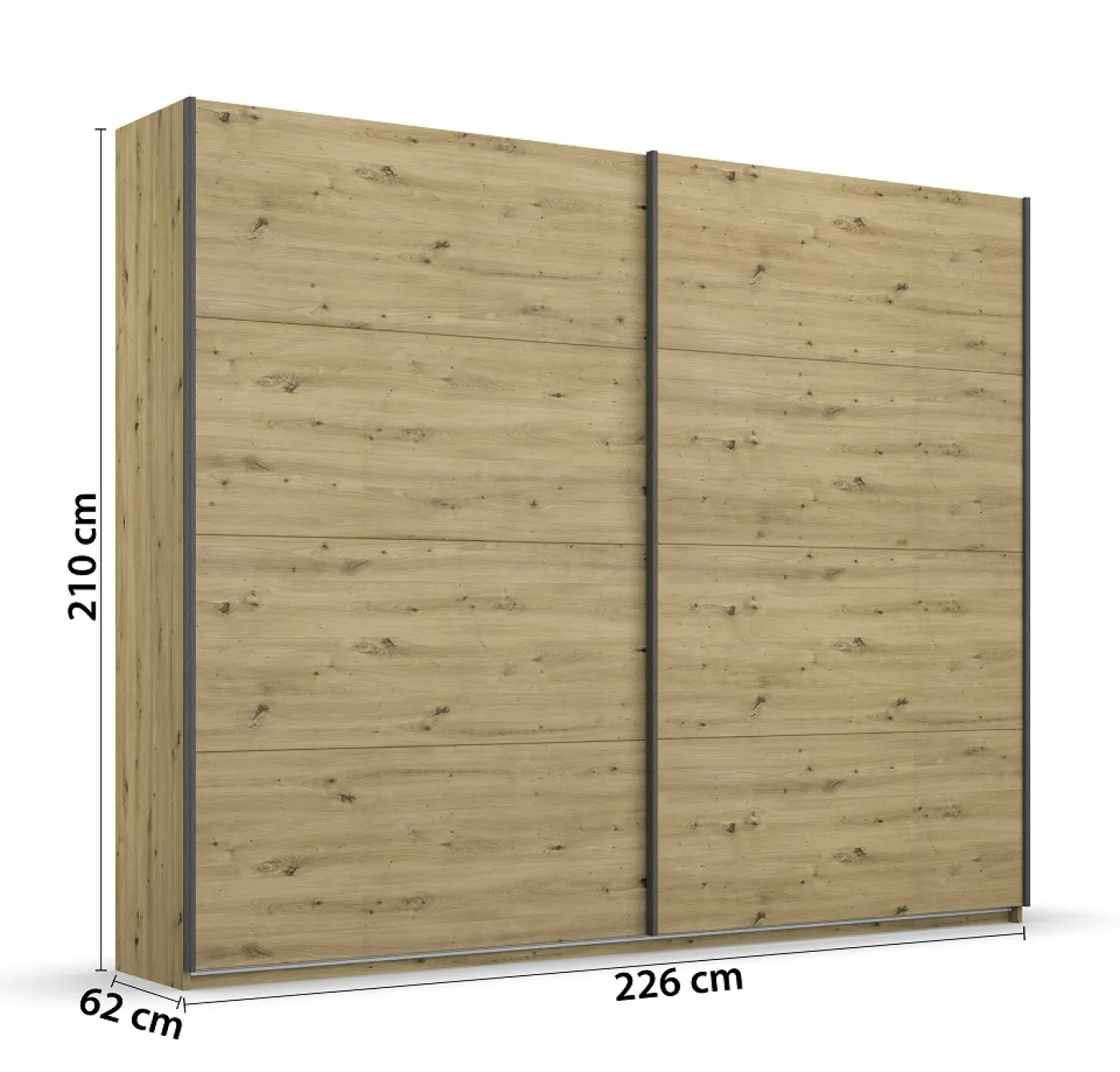 Kleiderschrank Schwebetürenschrank Apollon | 2-türig | Eiche Artisan