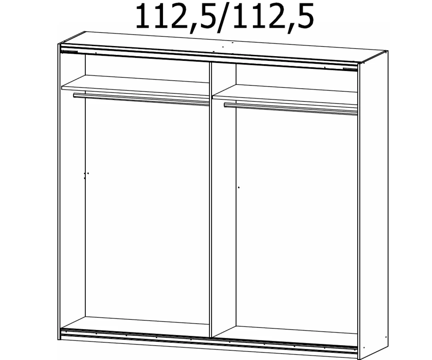 Kleiderschrank Schwebetürenschrank Apollon | 2-türig | Eiche Artisan / Eiche Black