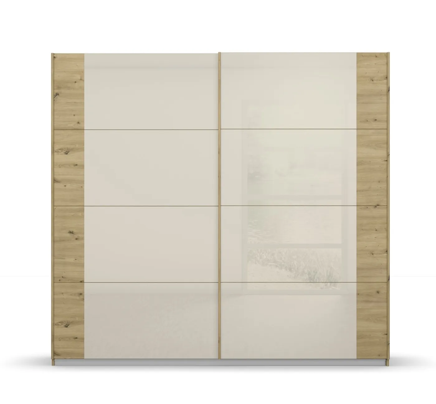 Kleiderschrank Schwebetürenschrank Artemis | mit Glastüren | Eiche Artisan / champagner | verschiedene Größen